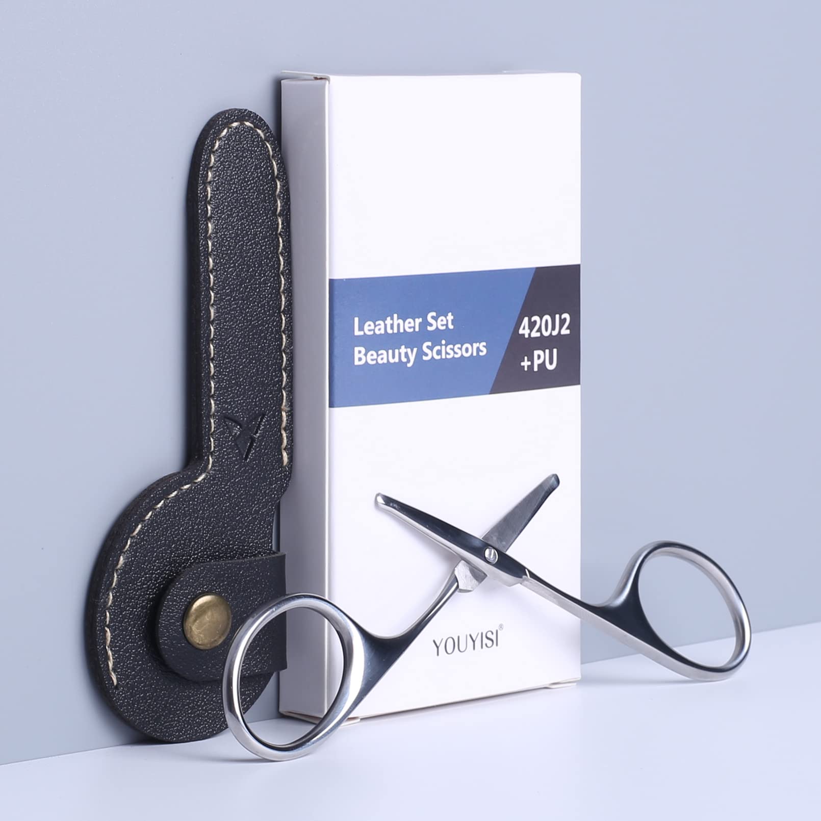 Professional Nose Hair Small Scissors With Leather Case (Black)