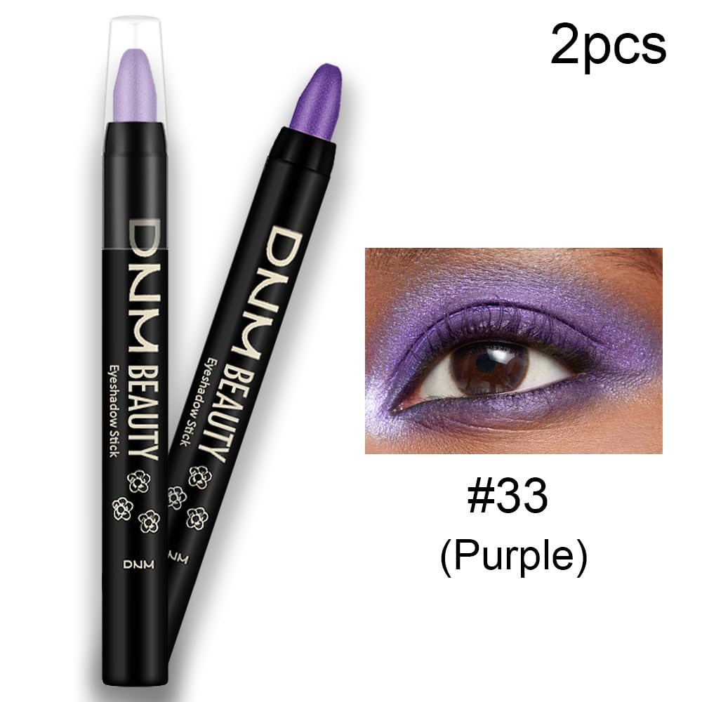 Kaely 2Pcs Cream Eyeshadow Sticks Set For Eyes Waterproof,Purple Shimmer Eye Shadow Stick Pencil Pen Bulk Sombras En Crema Para