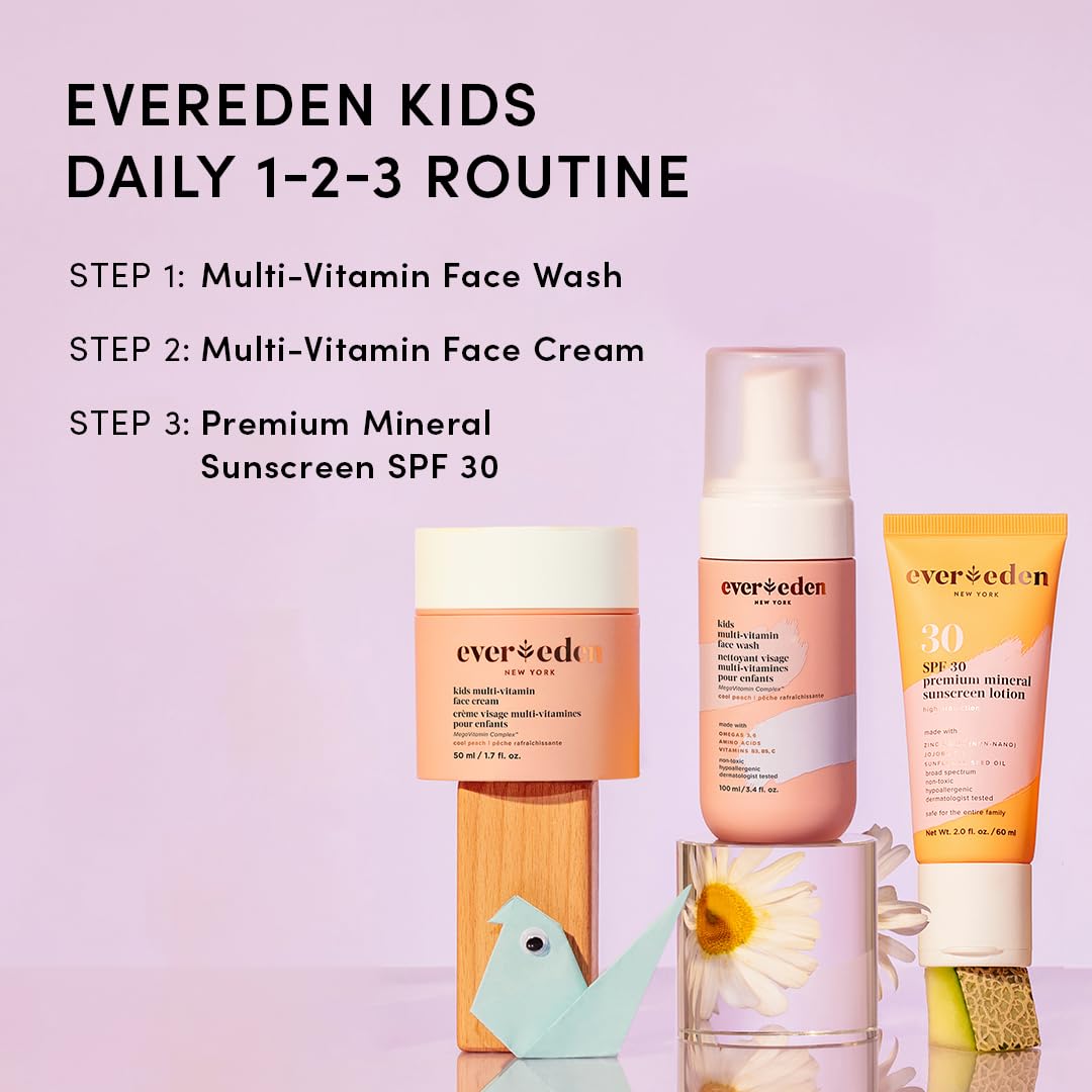 Evereden Daily 1-2-3 Routine Bundle: Clean & Vegan Skin Care Set For Kids - Hydrating & Nourishing Tween Skincare Set With Multi