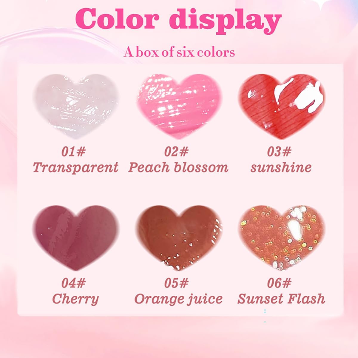 6 Color Lip Oil, Big Brush Head Hydrating Lip Glow Oil, Shiny Transparent Tinted Plumping Lip Oil, Nourishing & Non-Sticky Long