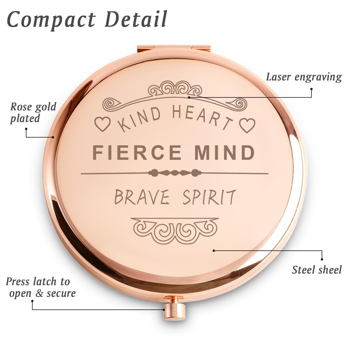 Personalized Compact Mirrors Basket Stuffers, Inspirational Gifts For Women Girls Her Friends Niece Daughter Sister Mom Wife Gra