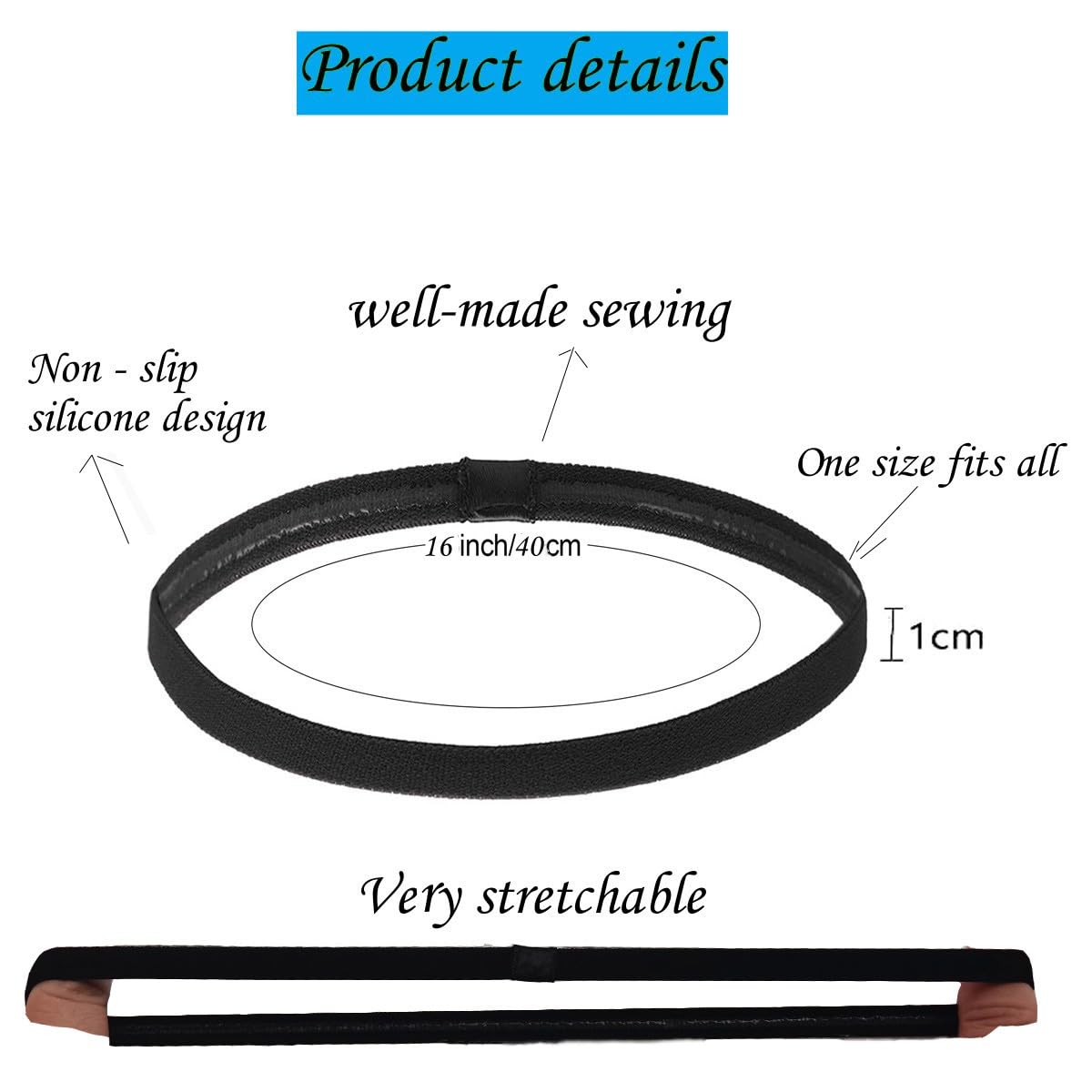 Hexchasty 9Pcs Elastic Thin Headbands For Women Stretchy Skinny Headbands Sports Athletic Hair Bands For Women Men Girls Boys Te