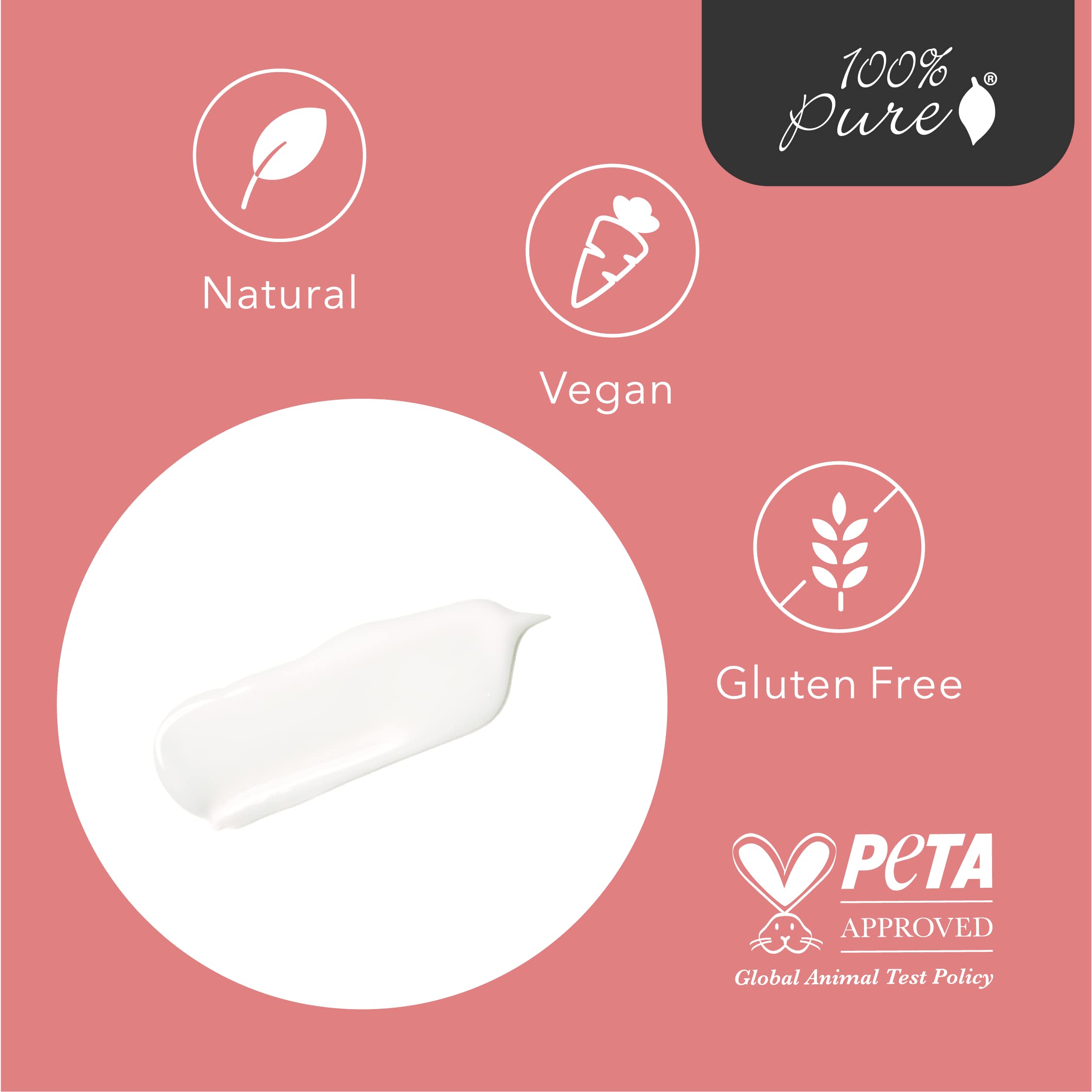 100% PURE Rose Water Hydrating Milk Face Moisturizer Natural Care Hyaluronic Acid, Squalene Replenish Suppleness Dry Dehydrated