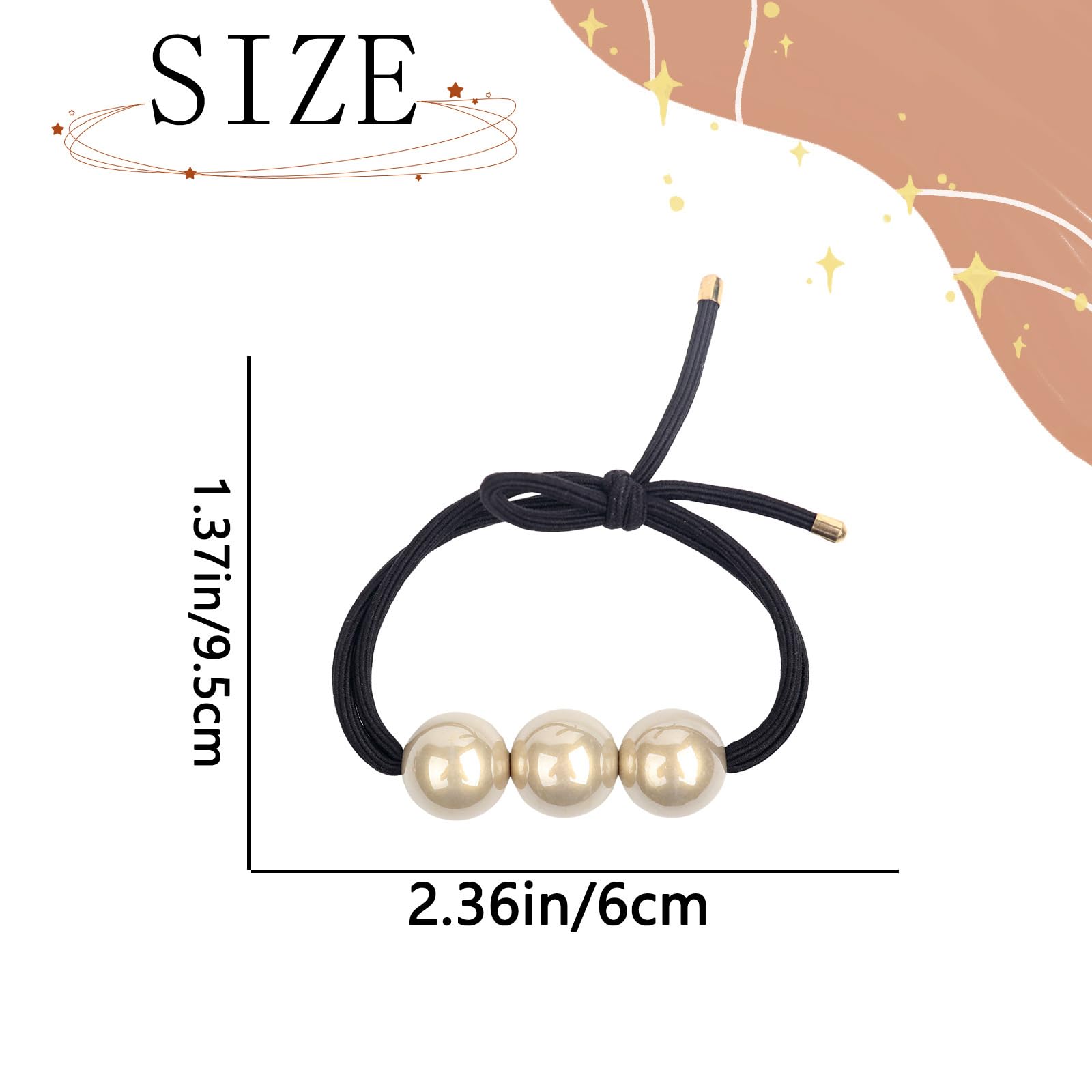 French Pearl Hair Ties for Women Elegant Hair Pearls Cotton Scrunchies White Pearl Hair Tie Pink Pearl Ponytail Holder Large Str
