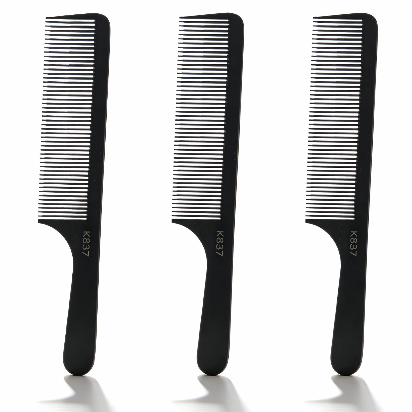 8.18Inch Black Plastic Barber Clipper Combs  Manual Professional Styling Combs (3Pack)
