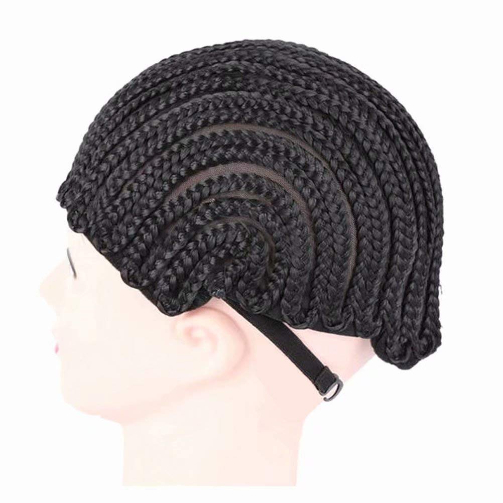 FEEL ME Adjustable Crochet Cornrow Wig Cap Synthetic Braided Cap with Adjustable Straps Breathable Crochet Caps with Combs for B