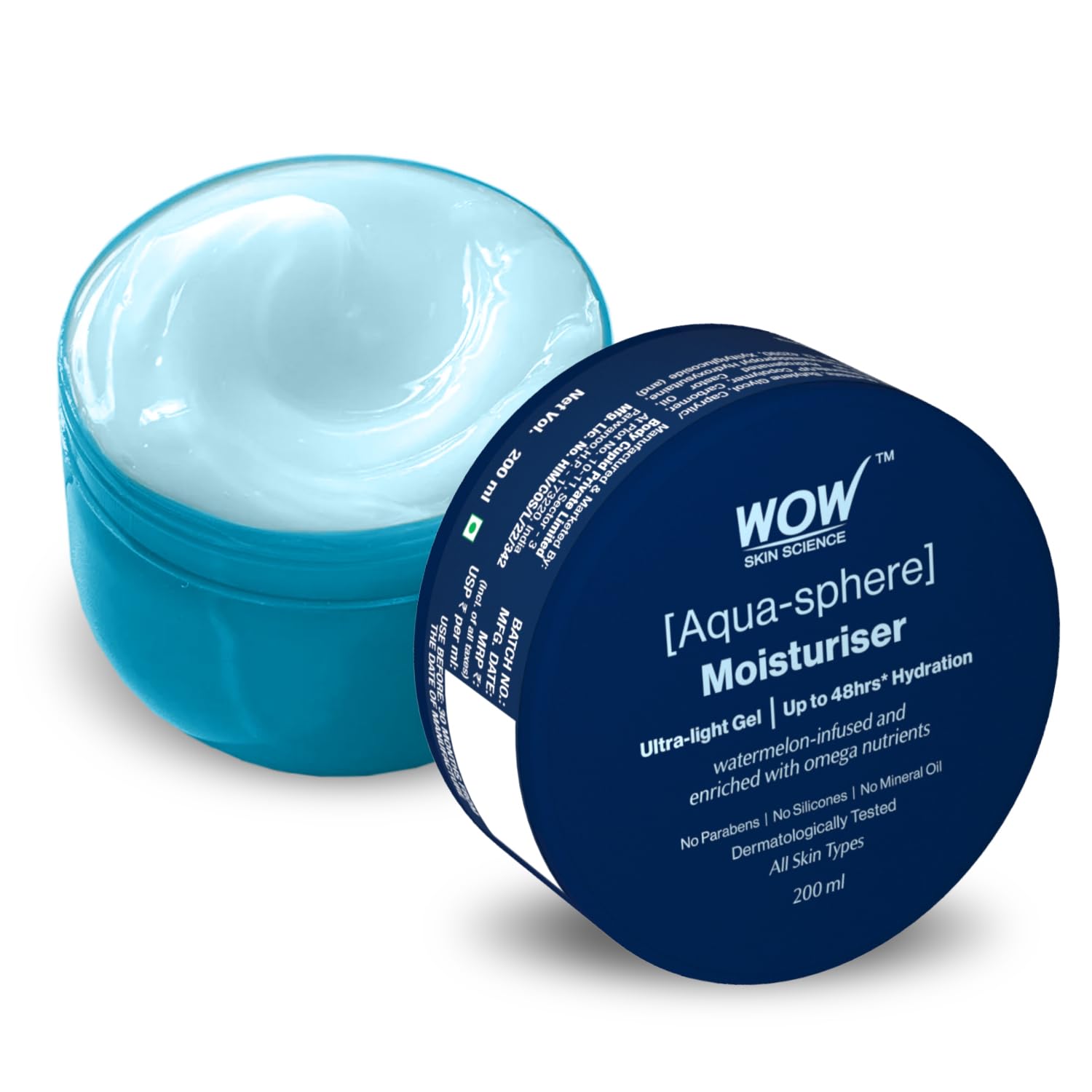 Wow Skin Science AquaSphere Moisturiser | Up To 48Hrs Hydration | UltraLight Gel | Deep Moisture Lock | Lightweight & NonGrea