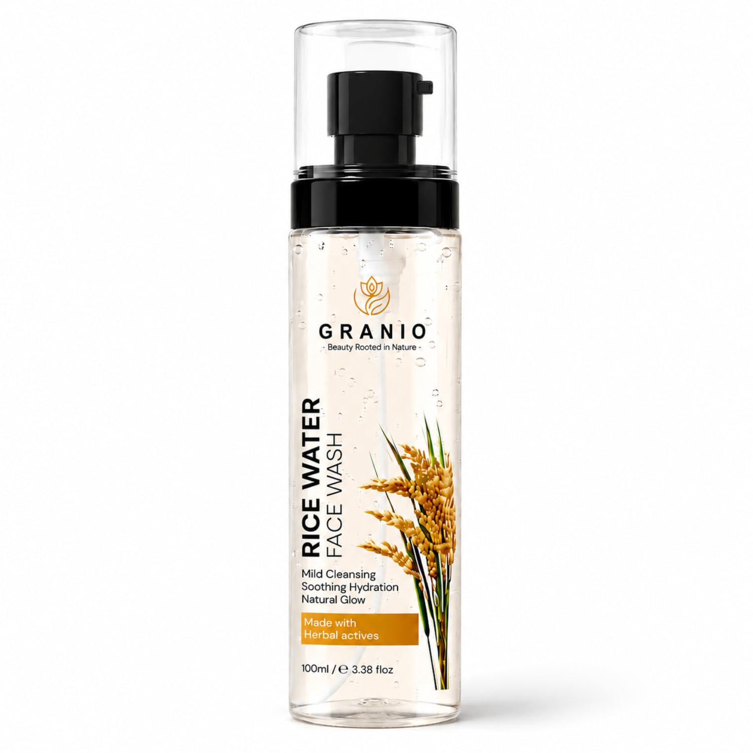 Granio Radiance Boost Rice Water Face Wash  Natural Herbal Cleanser For Dark Spots & Glowing Skin | Hydrating, Gentle Daily Fac