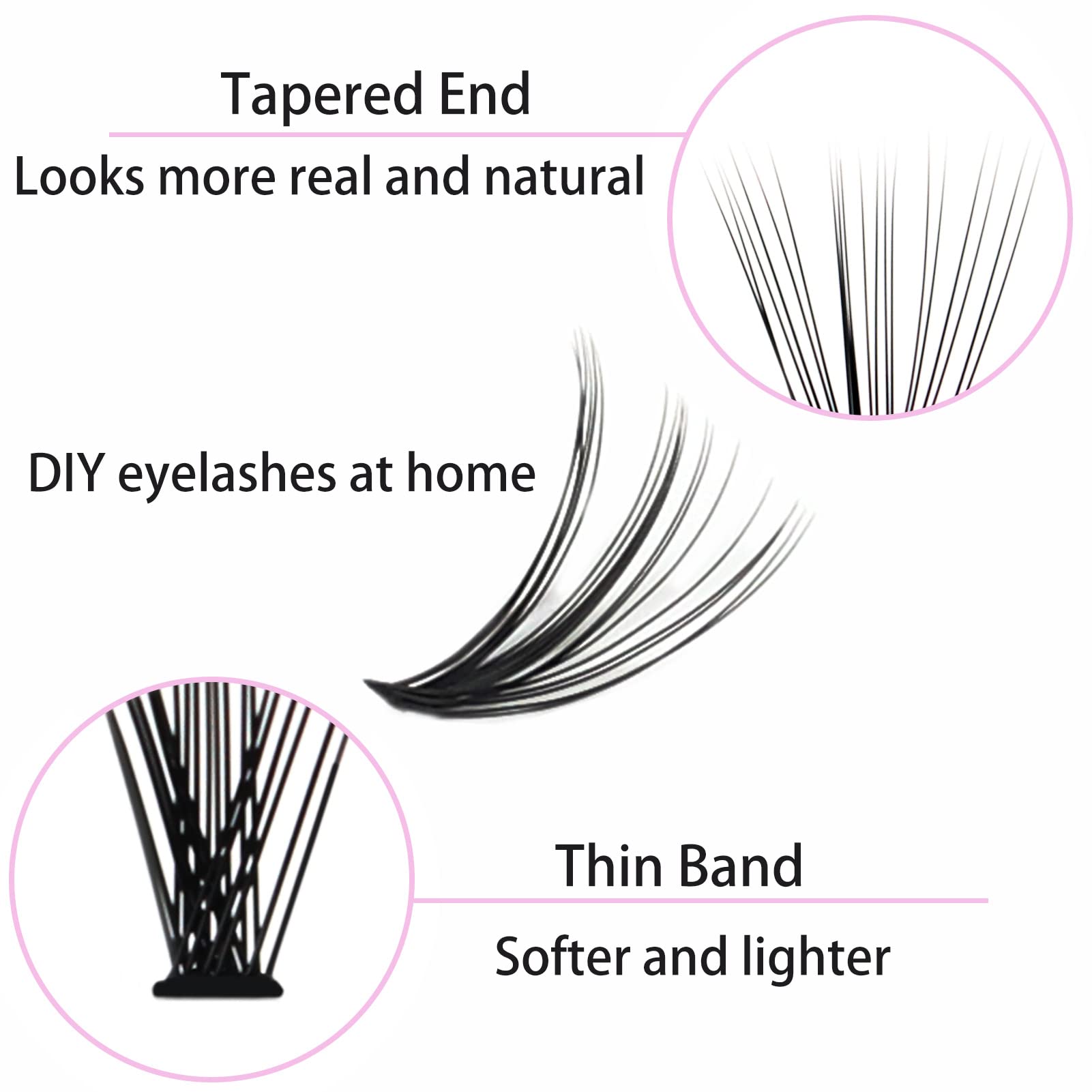 Eyelash Clusters LAUBESS Lash Clusters Individual Lashes Cluster Eyelash Extensions DIY at Home Waterproof Cluster Lashes (20D-D