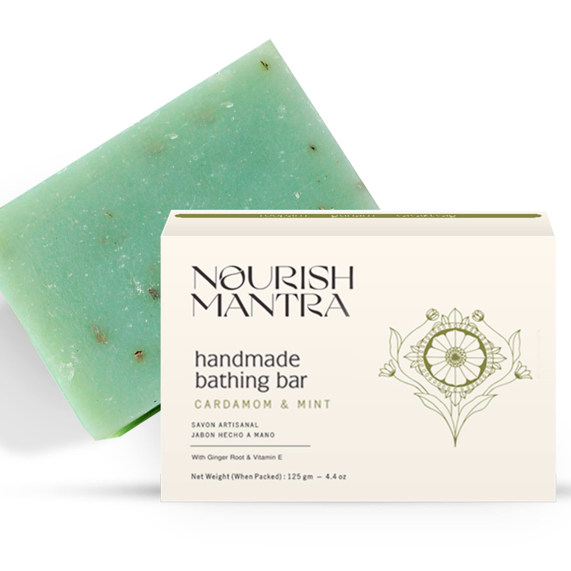 Nourish Mantra Handmade Bathing Soap (Cardamom & Mint) 125 Gm | No. 1 Soap | Fights Skin Infection | 100% Natural Soap | Handma