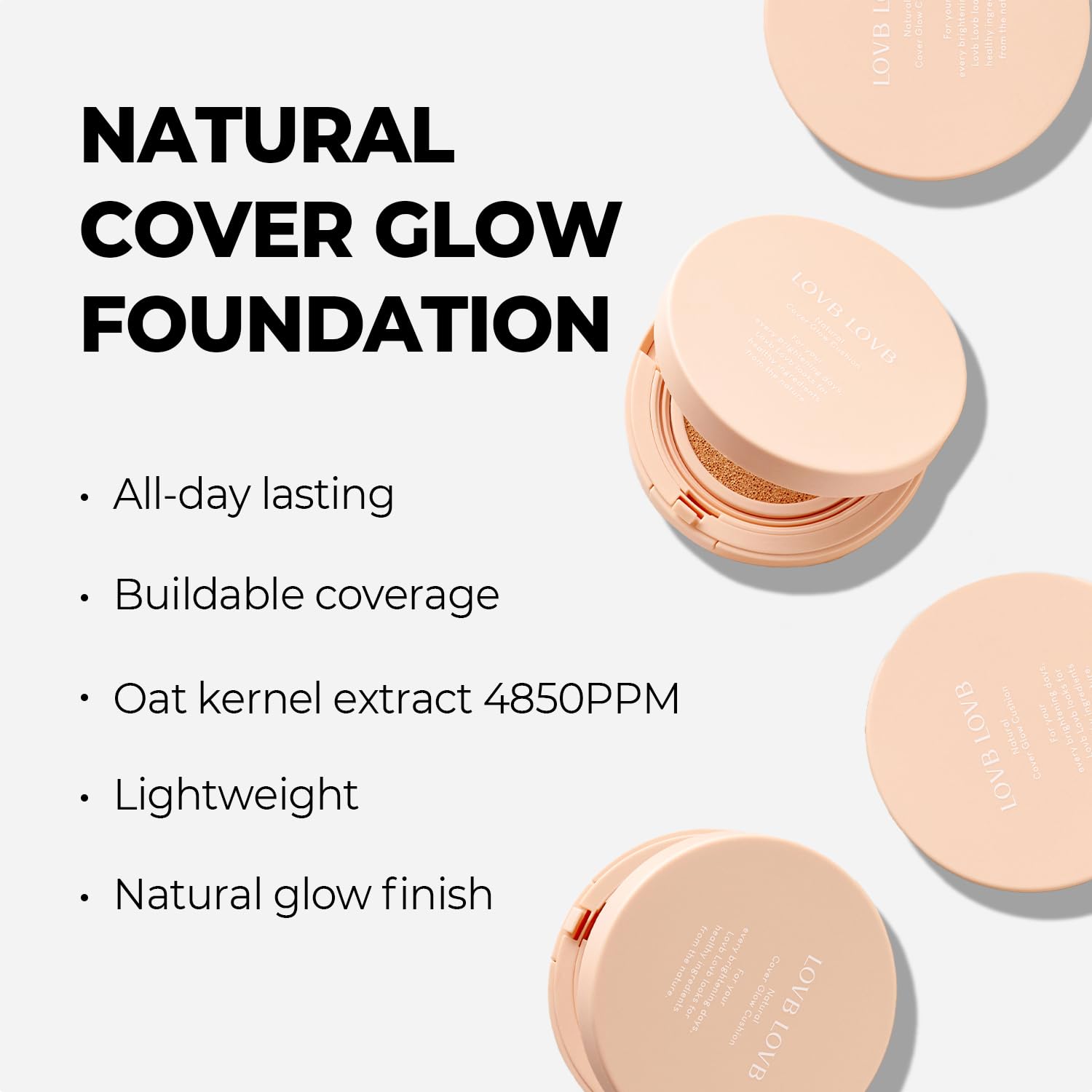 Lovb Lovb Natural Cover Glow Cushion Foundation | Korean Foundation Makeup | Long-Lasting Buildable Coverage | Lightweight And M
