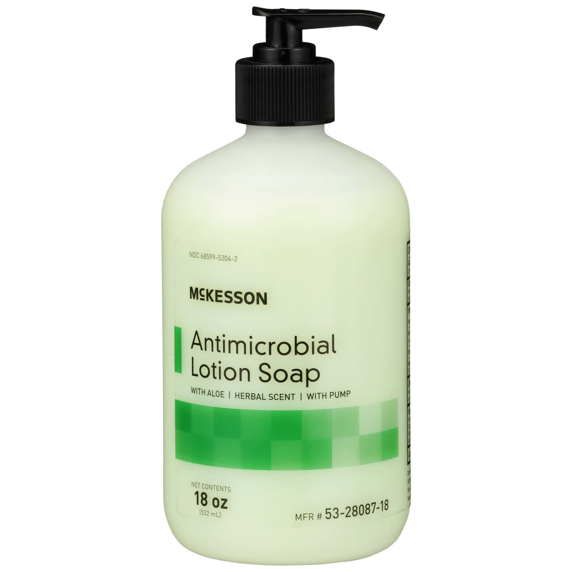 Mckesson Antimicrobial Lotion Soap With Pump, Aloe, Herbal Scent, 18 Oz, 1 Count