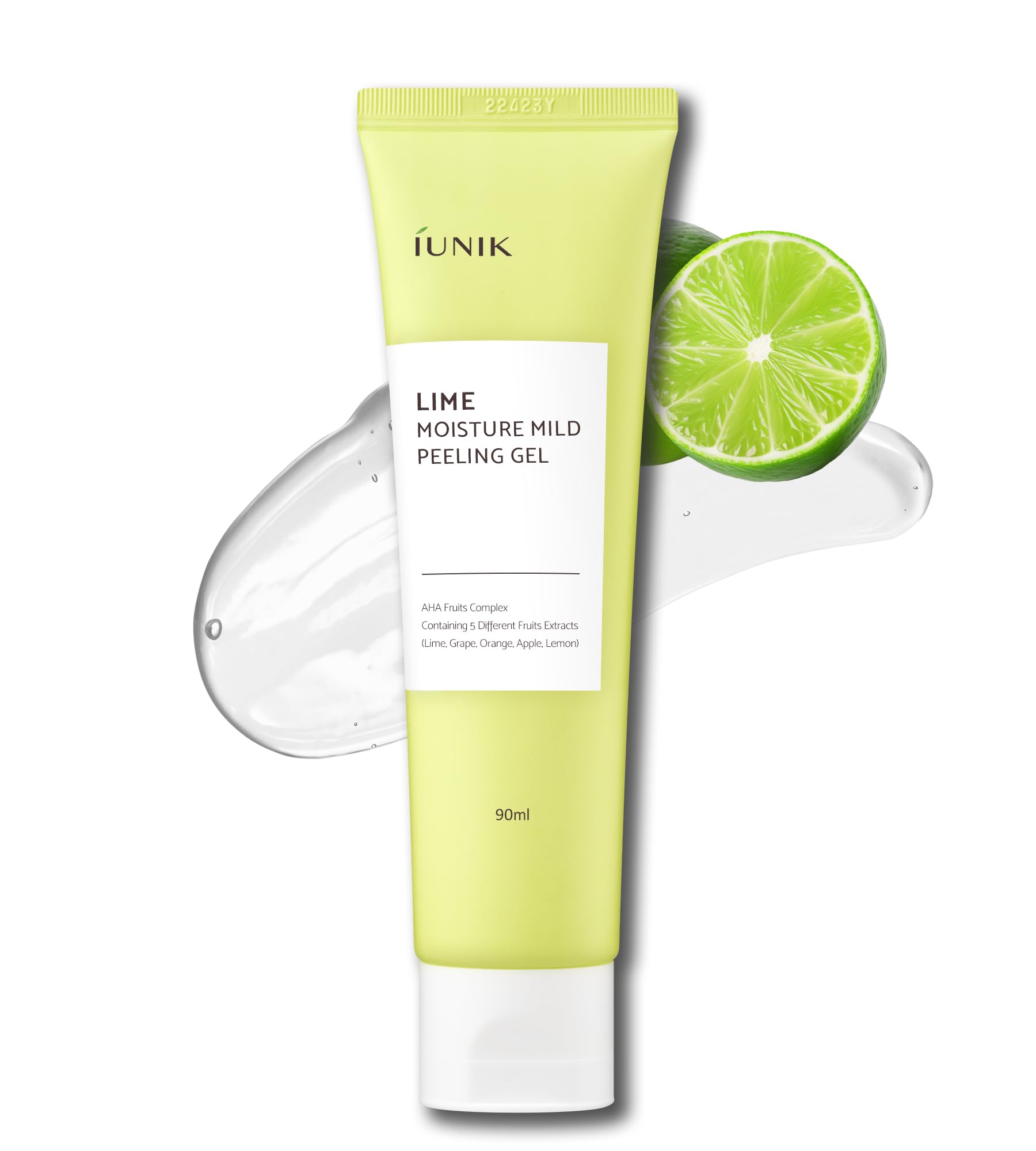 IUNIK Lime Moisture Mild Peeling Gel 3.04 Fl Oz - Gentle Exfoliating Deep Cleansing Glowing - Smooth with AHA & Fruits Complex -