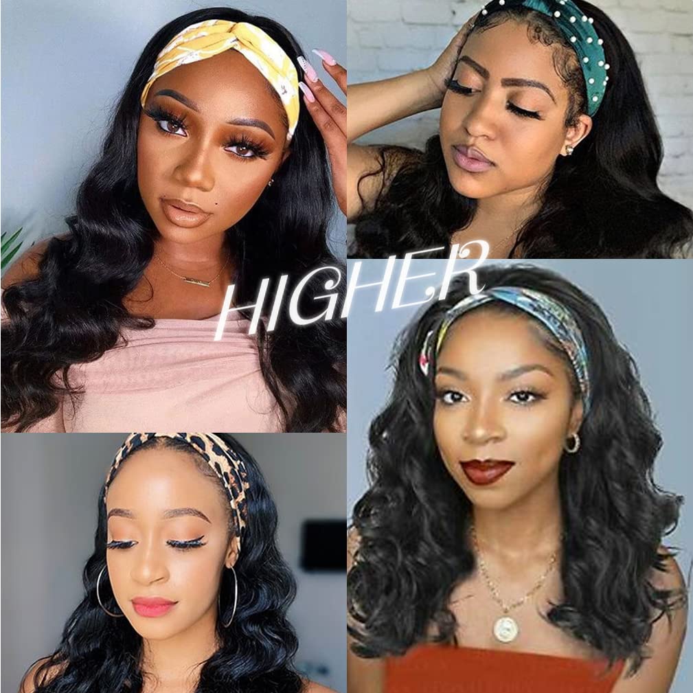 higher Body Wave Headband Human Hair Wig 22 Inch Glueless None Lace Front Wig Brazilian Virgin Hair Wear and Go Wigs for Black W
