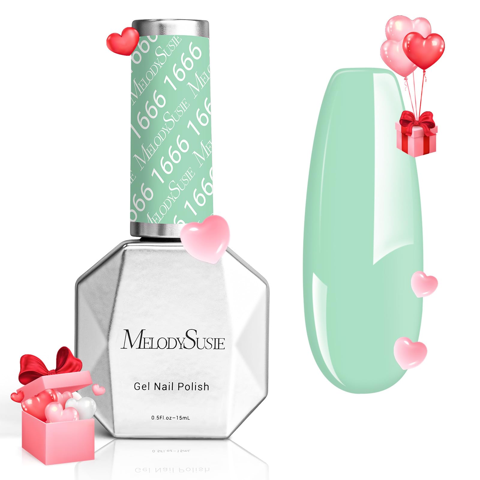 MelodySusie Thick Green Gel Nail Polish,0.5fl oz Mint Green Color Soak Off UV LED Light Green Gel Polish Christmas Day Gift for 