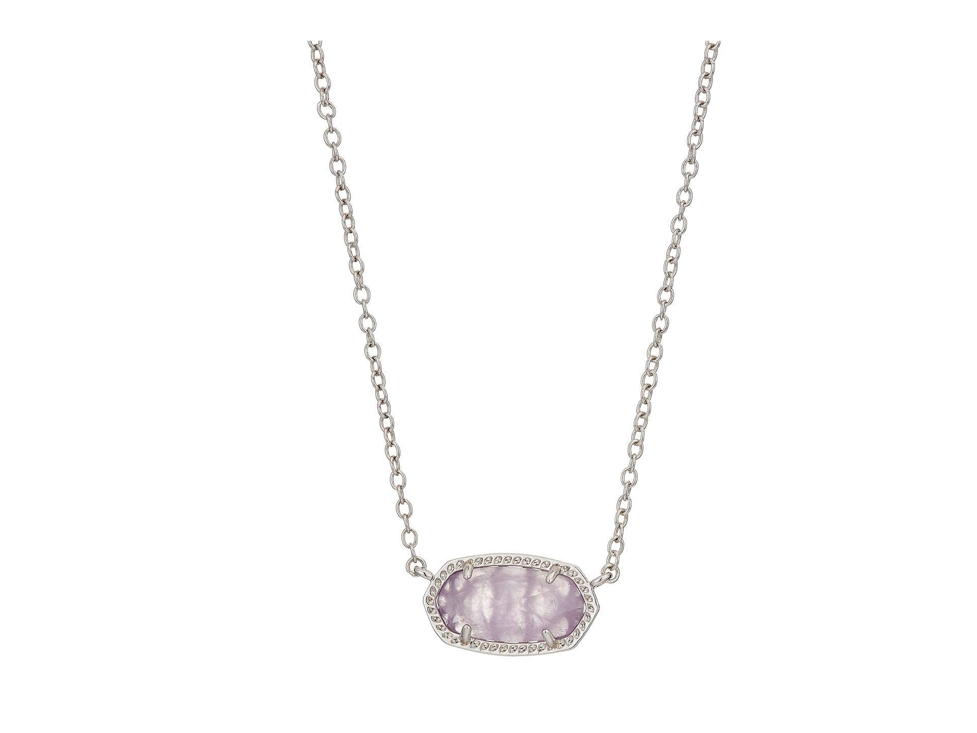 Kendra Scott Elisa Pendant Necklace for Women, Fashion Jewelry, Rhodium-Plated, Purple Amethyst