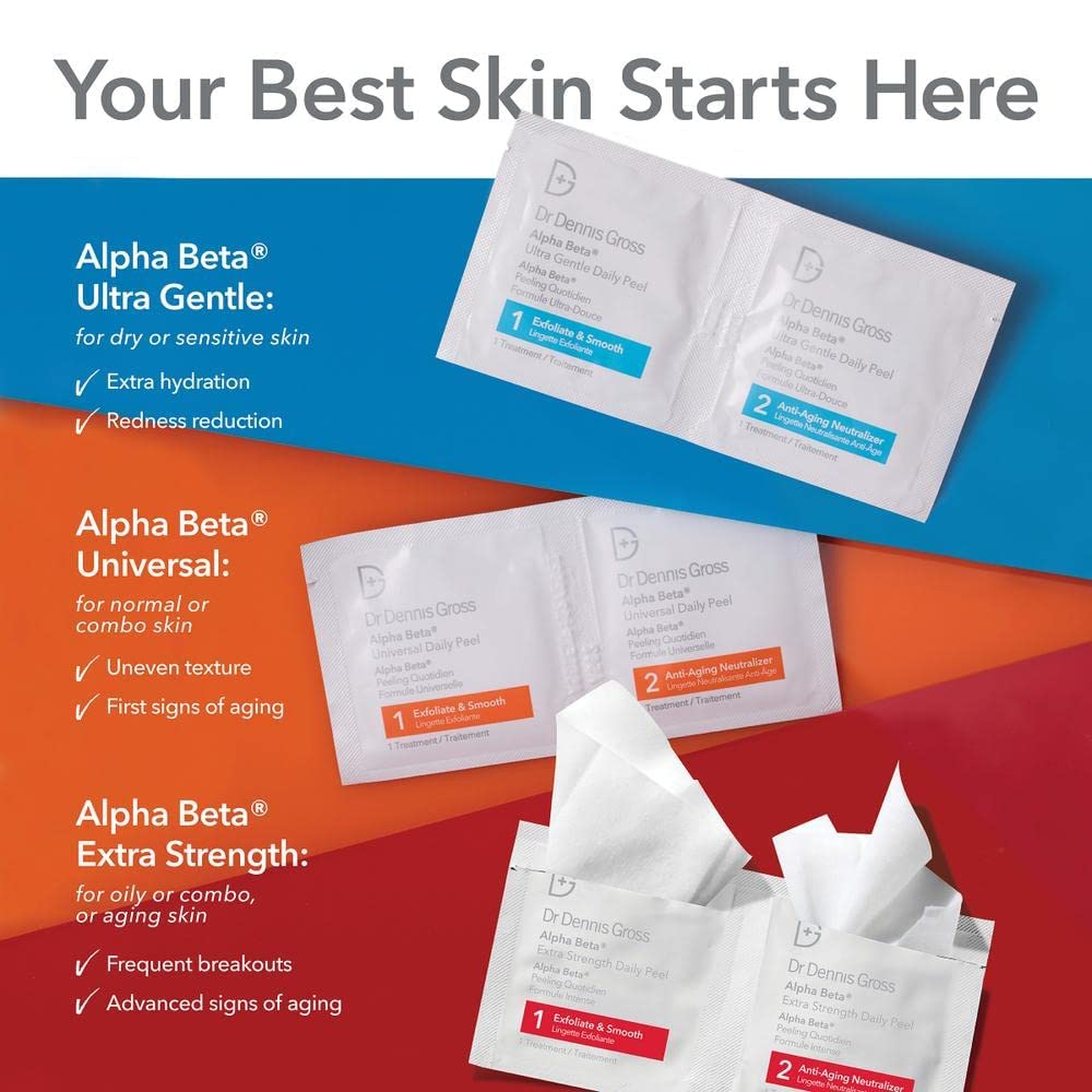 Dr. Dennis Gross Alpha Beta Ultra Gentle Daily Peel: For Dehydrated Or Sensitive Skin, Uneven Tone Or Texture, Fine Lines Or Enl