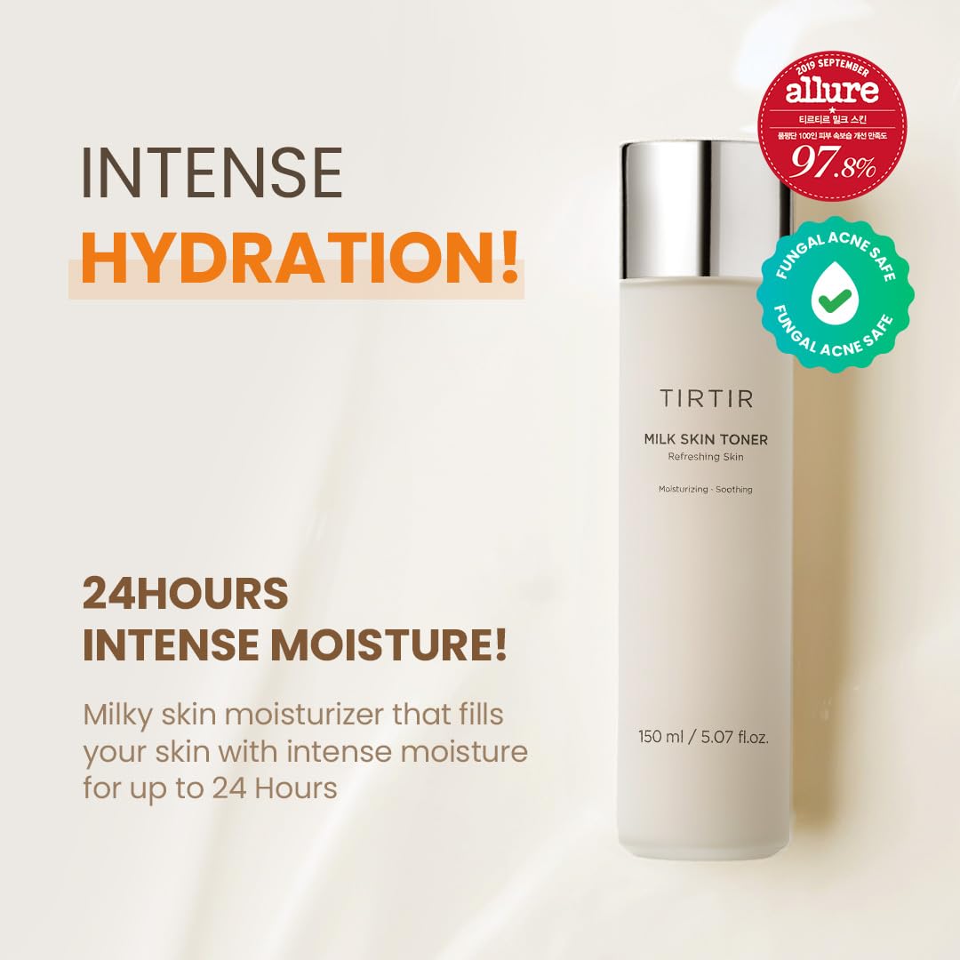 Tirtir Milk Skin Rice Toner | Deep Moisturizing, Instant Glow, 2% Niacinamide, Rice Bran Extract, Ceramide, Panthenol, Cruelty-F