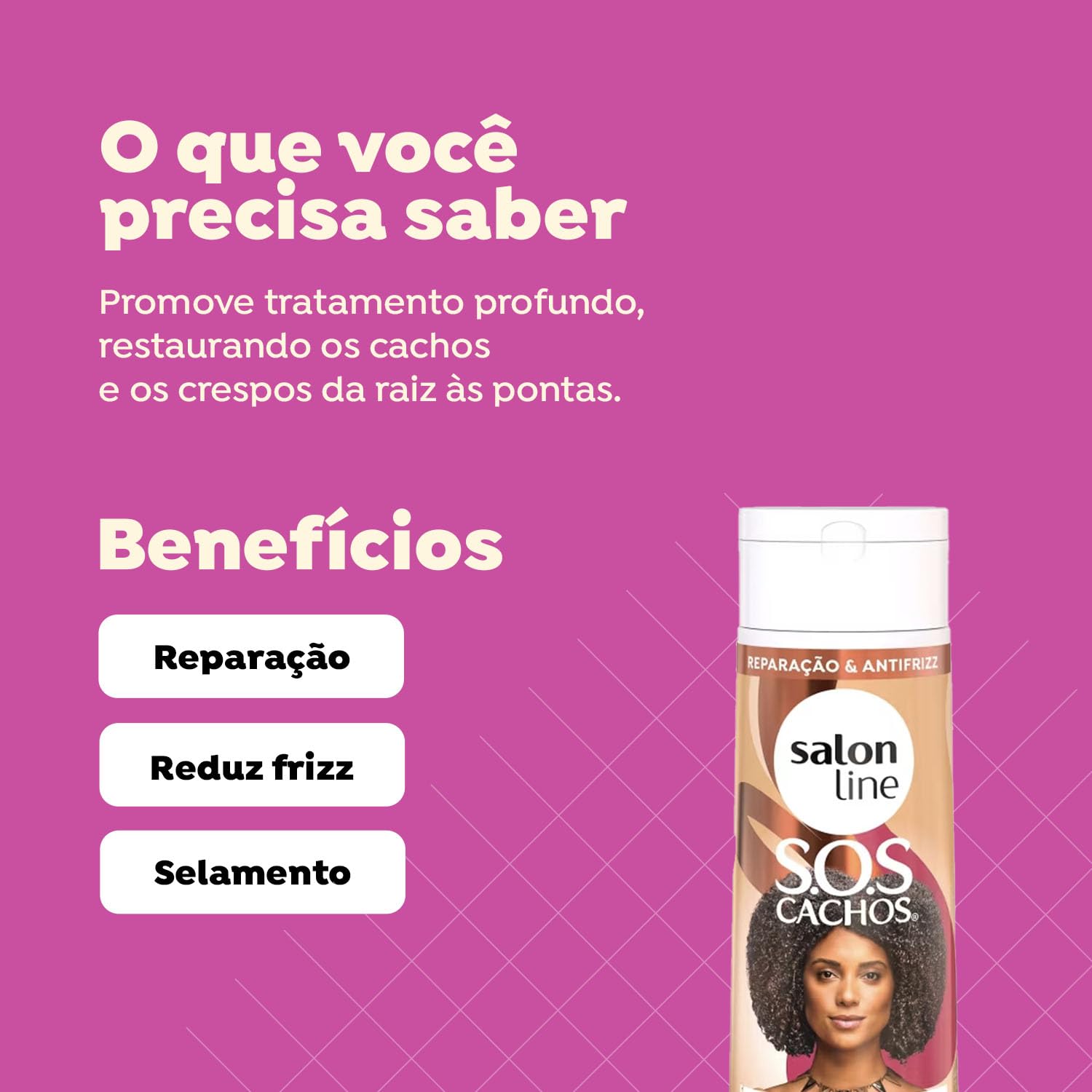 Linha Tratamento (SOS Cachos) Salon Line - Condicionador Ricino e Queratina - Reparacao Extrema 5 em 1-300 Ml - (SOS Curls - 5 i