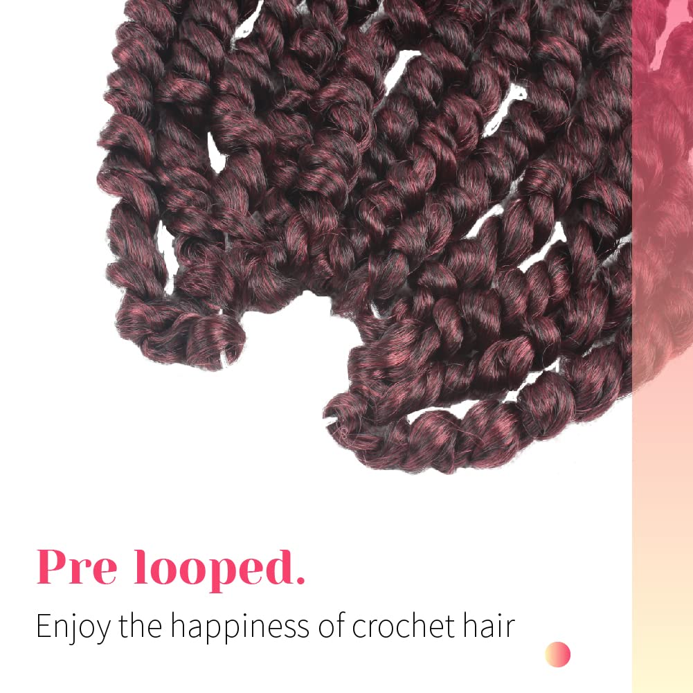 The BOHOBABE Pre-twisted Passion Twist Crochet Hair 6 Inch Short Pre-looped Crochet Passion Twist Braiding Hair 8 Packs (T118)