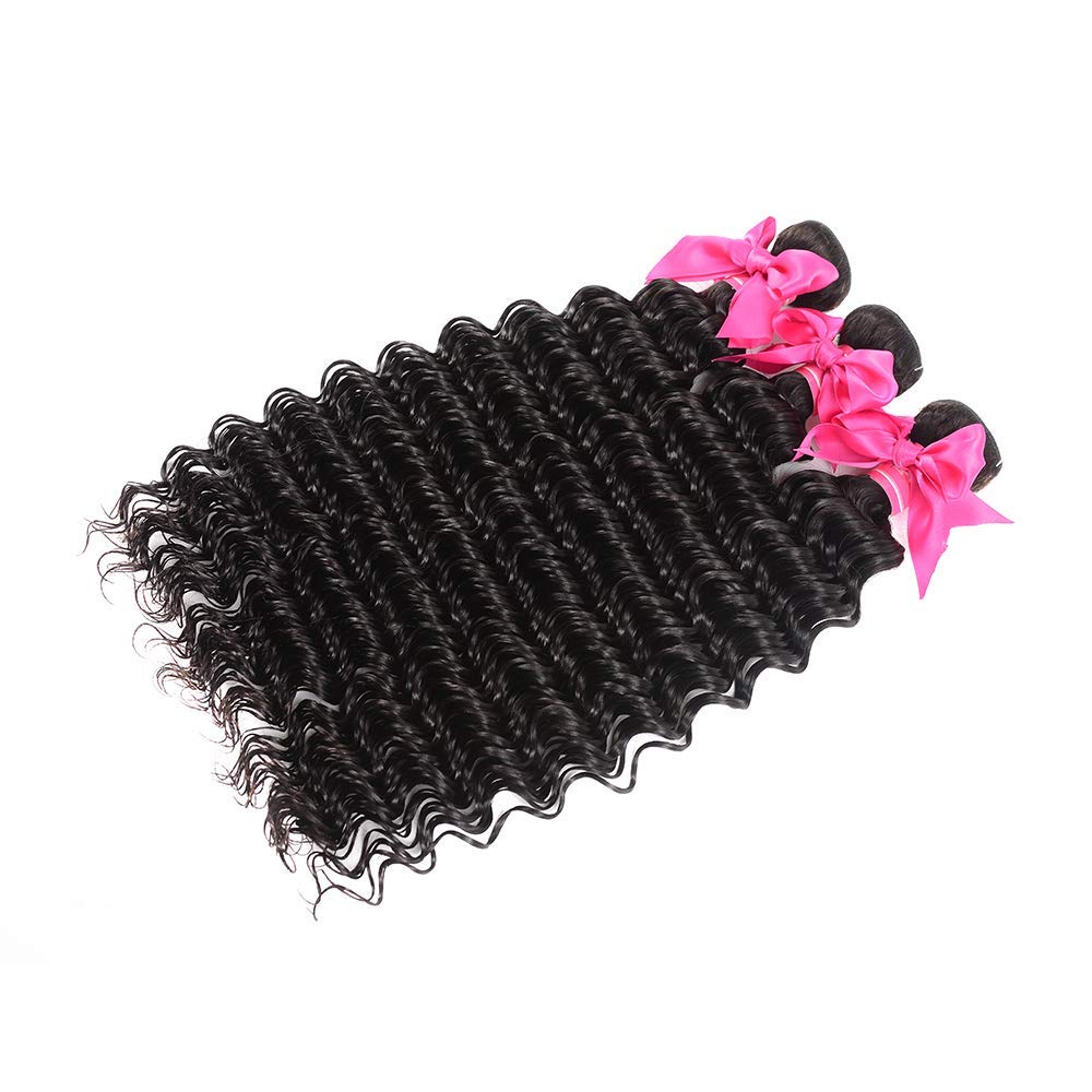 Miss Gaga 9A Brazilian Virgin Hair Deep Wave 4 Bundles 100% Unprocessed Natural Color Can Be Dyed And Bleached (22 24 26 28)