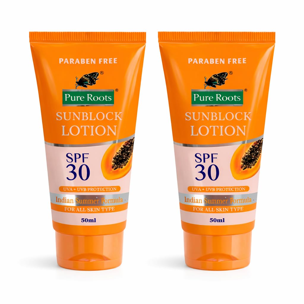 Pure Roots ParabenFree Sunscreen SPF 30 UVA/UVB Protection | Lightweight, NonGreasy Formula | Suitable for All Skin Types | 50