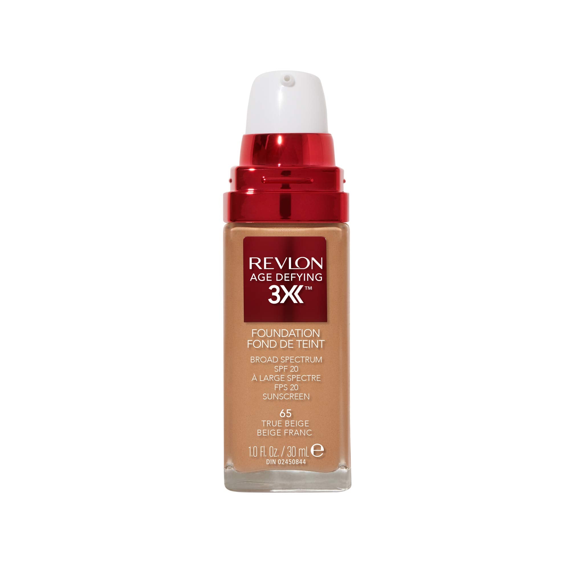 Revlon Age Defying 3X Makeup Foundation, Firming, Lifting and AntiAging Medium, Buildable Coverage with Natural Finish SPF 20, 
