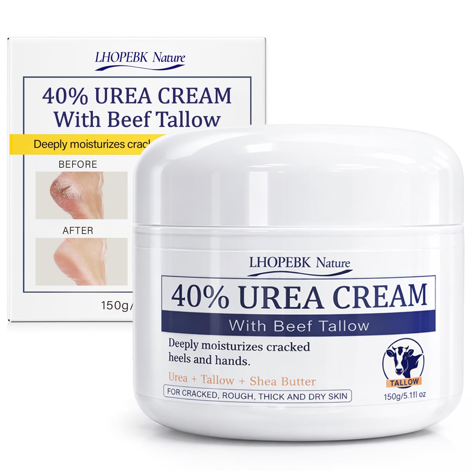 LHOPEBK Nature Urea Cream for Feet Cracked Moisturizing: 24H Moisture Maximum Strength Formula for Cracked Heels & Hands - Enric