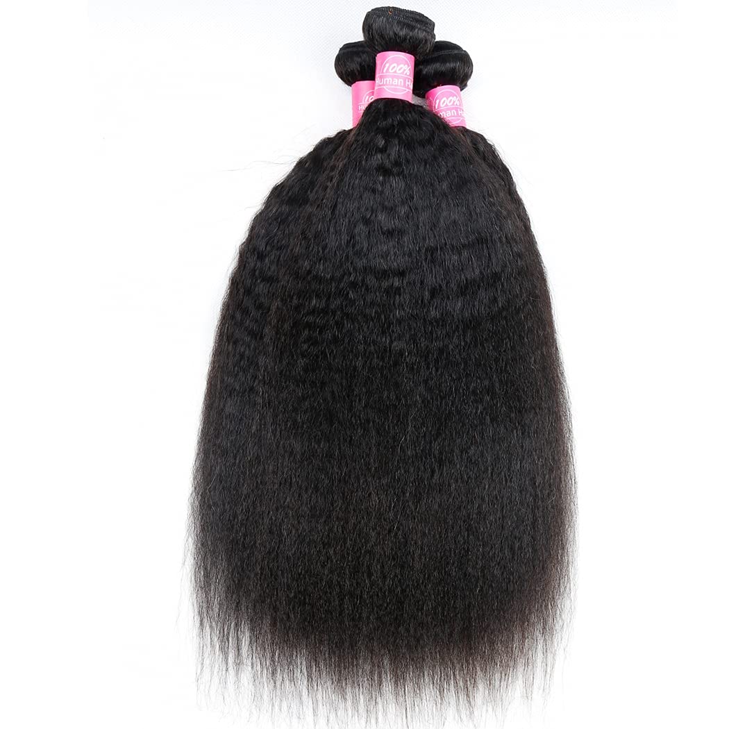 Odir Kinky Straight Bundles Human Hair 18 20 22 Inch Unprocessed 9A Brazilian Yaki Straight Virgin Hair 3 Bundles Remy Hair Exte