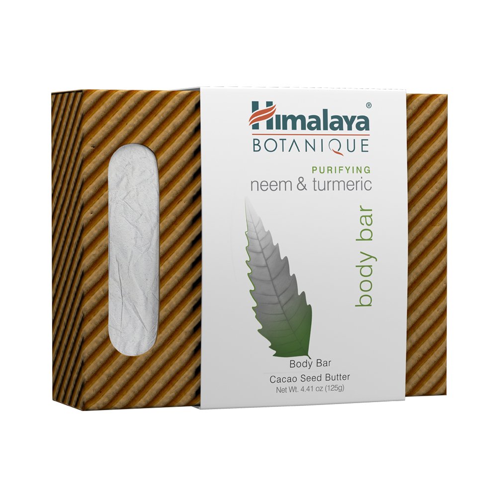 Himalaya Botanique Purifying Neem & Turmeric Body Bar for a Total Body Deep Cleaning, 4.41 oz, 4 Pack