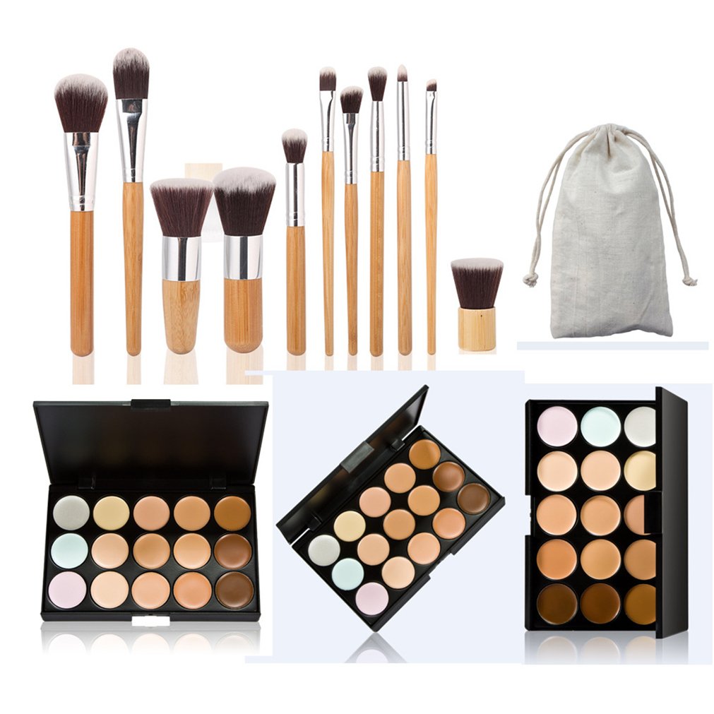 Pure Vie 15 Colors Cosmetics Cream Contour And Highlighting Makeup Kit, Color Correcting Cream Concealer Camouflage Makeup Palet