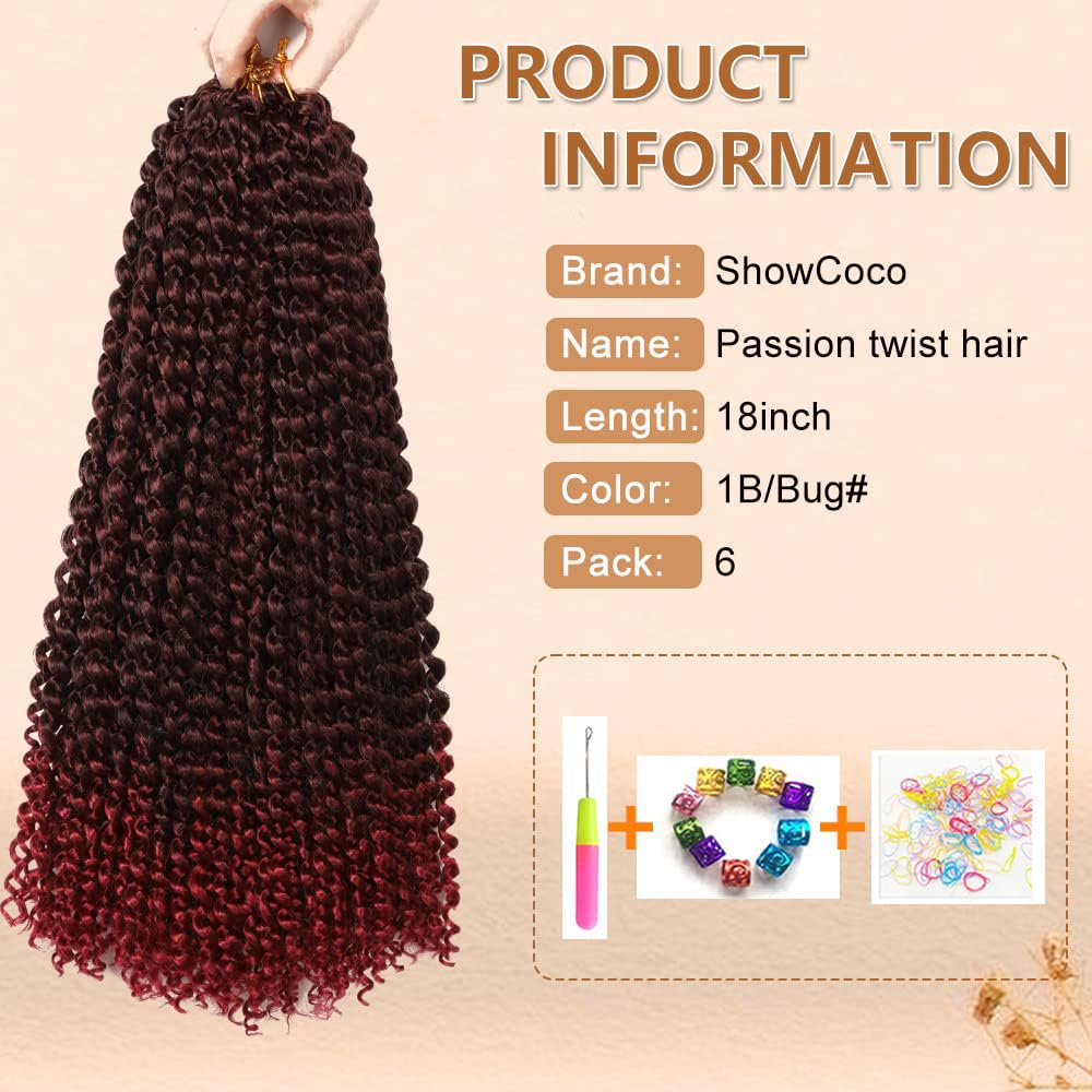 Showcoco Passion Twist Hair Water Wave Crochet Hair For Black Women 18 Inch 6 Packs Passion Twist Crochet Hair Braids Synthetic