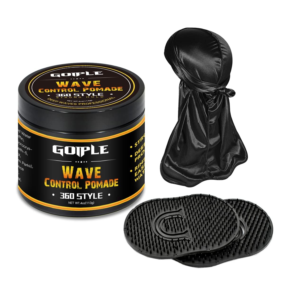Natural Wave Pomade for Men Strong Hold, Easy Wash 360 Wave Training Hair Cream, Waves Grease for Men Promotes Layered Waves, Mo