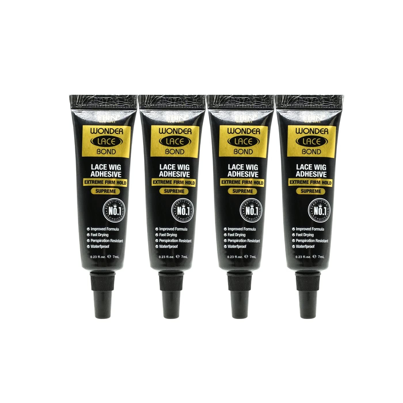 Wonder Lace Bond Lace Wig Adhesive Glue Tube Pack - Extreme Firm Hold (Supreme) 0.23Fl. Oz/ 7Ml - 4 Packs | Fast Drying, Waterpr