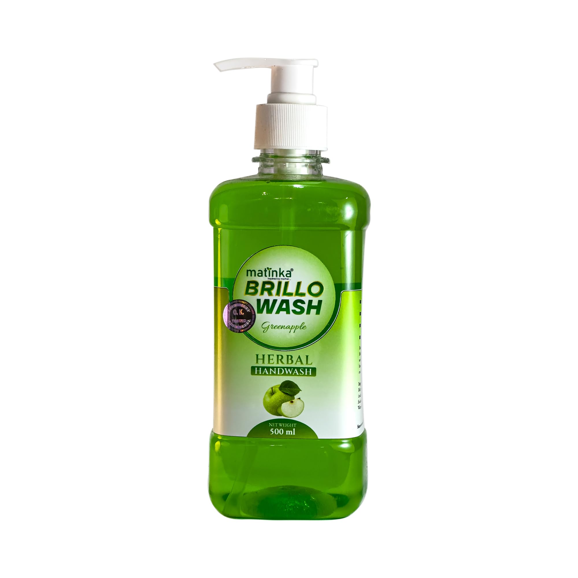 Matinka Brillo Wash Herbal Handwash  Green Apple | Antibacterial, NonAllergic, ChemicalFree, Gentle On All Skin Types | Refre