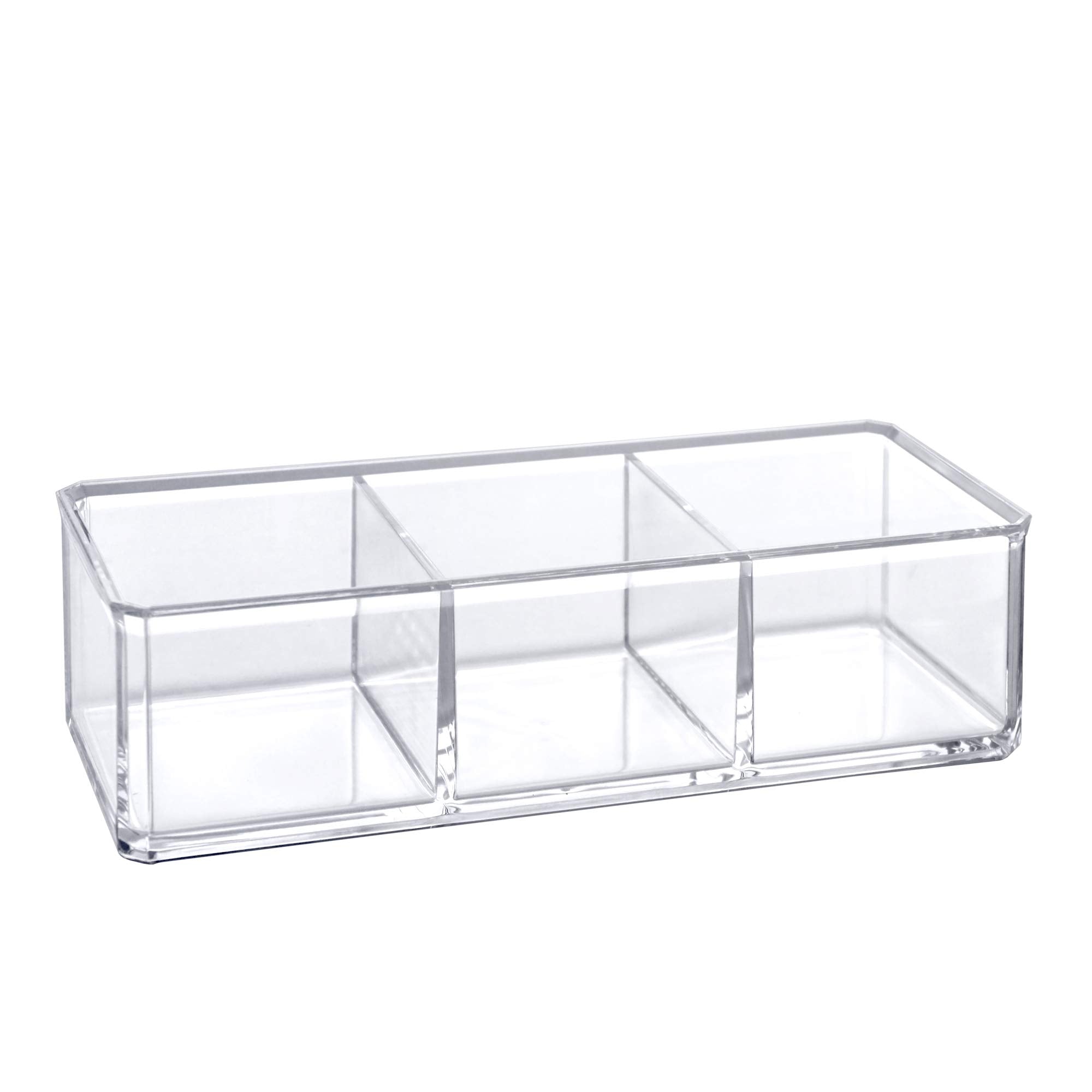 Amazing Abby - Glamour - Acrylic 3-Compartment Makeup Organizer, Transparent Plastic Lipstick Holder, Perfect Bathroom Vanity St