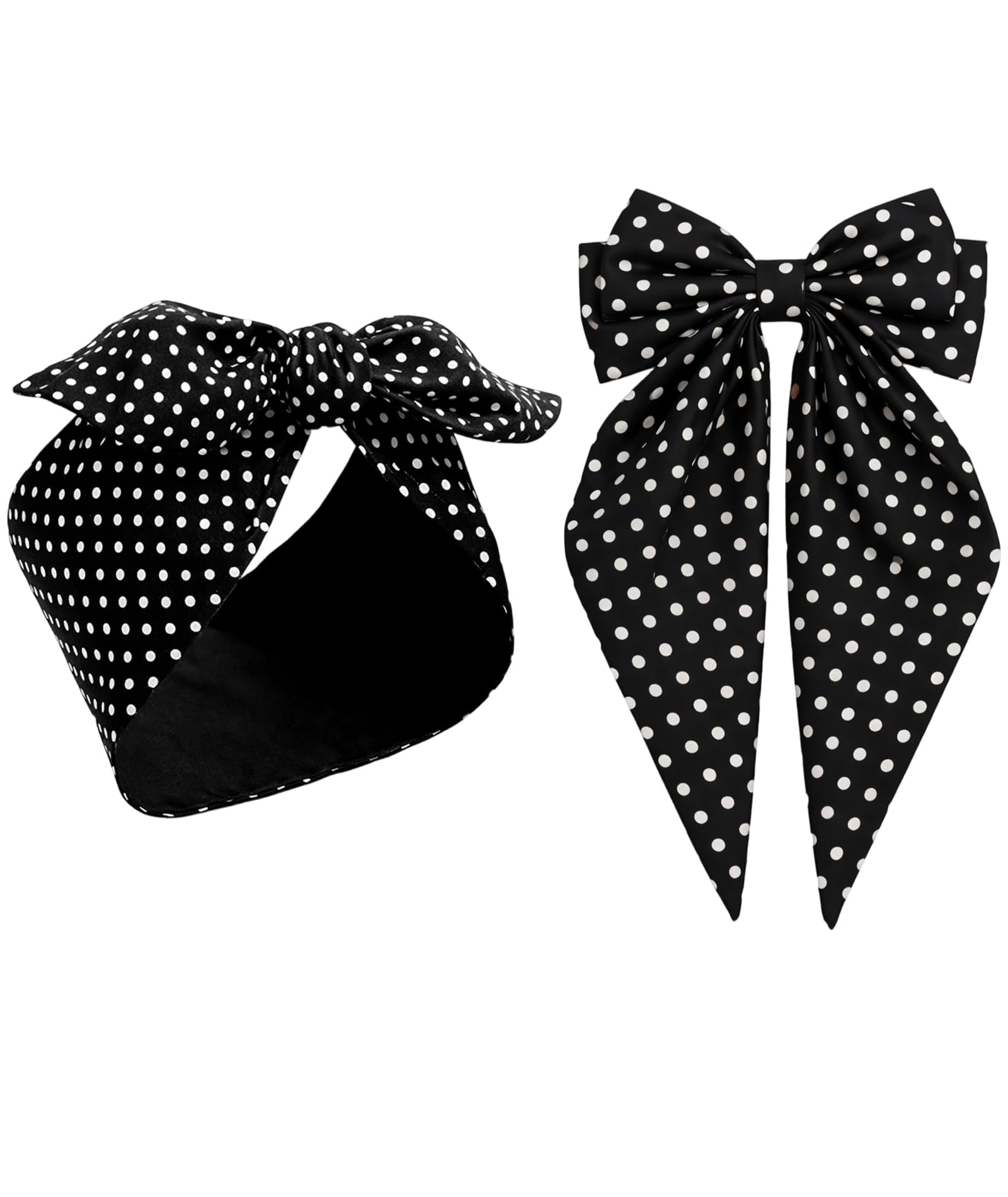 2 Pcs Polka Dot Hair Band Retro, Head Band For Women And Girls, Vintage Styling For Parties And Sports(Black)