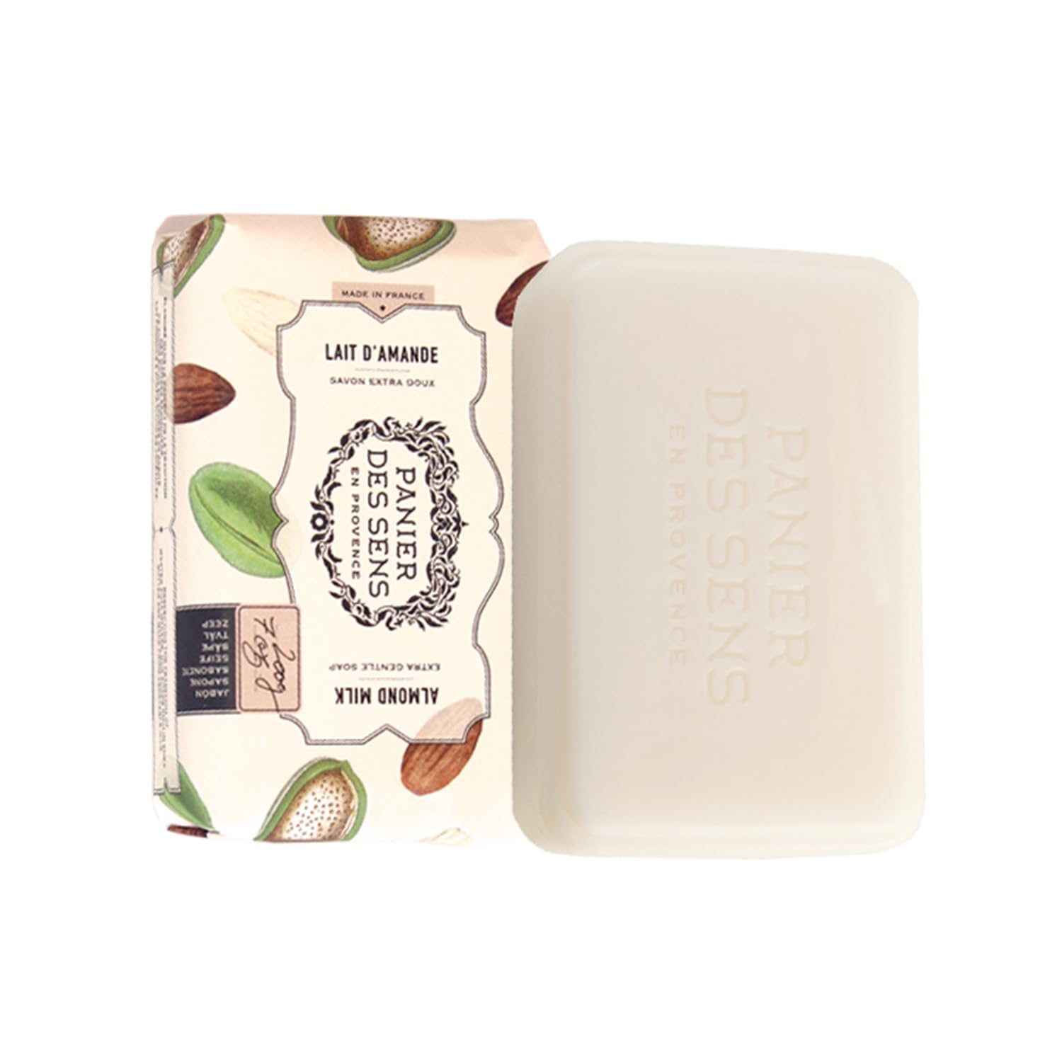 Panier Des Sens - Almond Milk Bar Soap - Moisturizing Gentle Scented Soap Bar - Natural Soap With Shea Oil - 97% Natural Ingredi