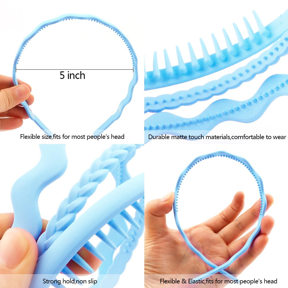 Ahoney 7 Pack Light Blue Headbands For Girls Women Headbands With Teeth Non Slip Hairbands For Women'S Hair Accessories Comb Hea