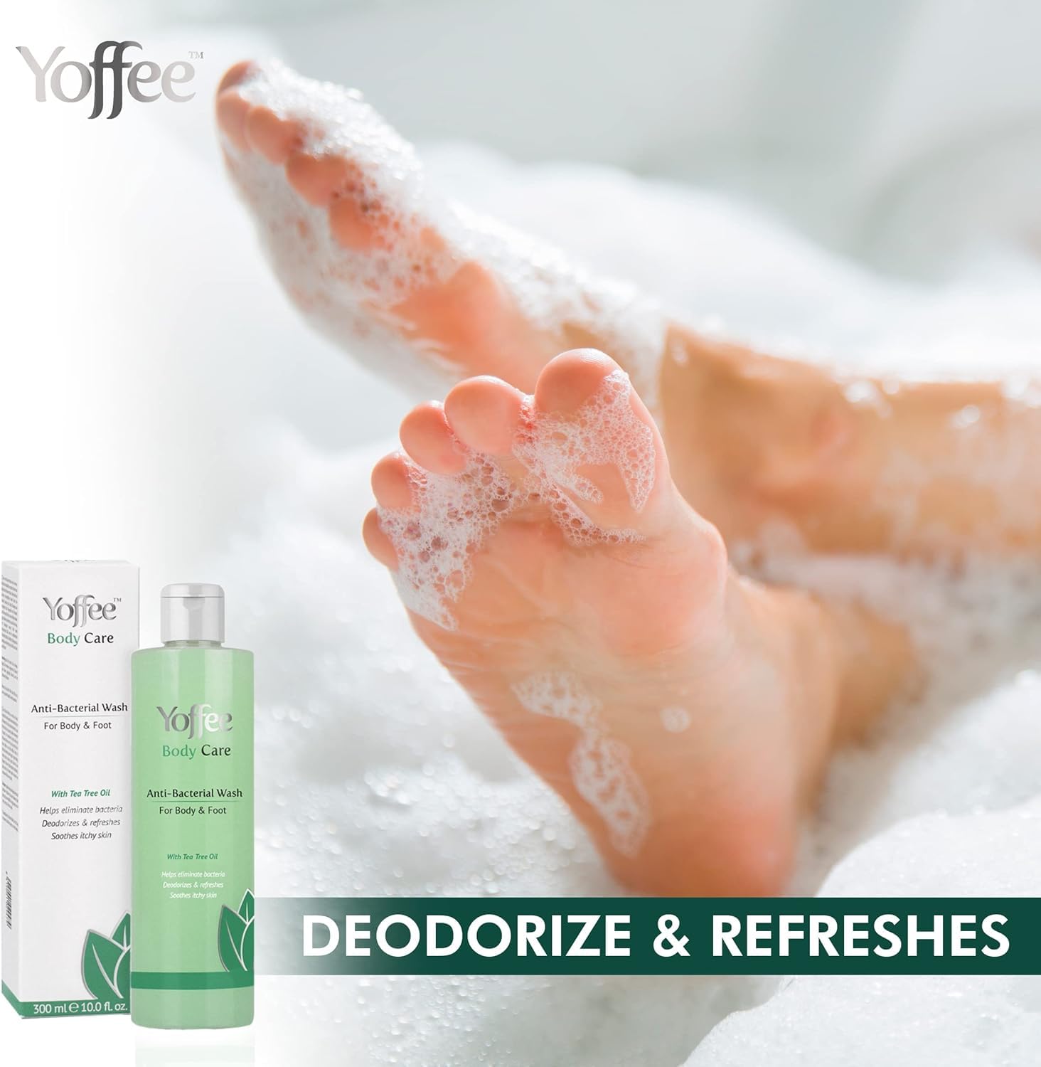 Yoffee - Refreshing & Invigorating Shower Gel For Body And Feet, Prevents And Eliminates Bad Odors, Hydrates & Soothes Skin, Wit