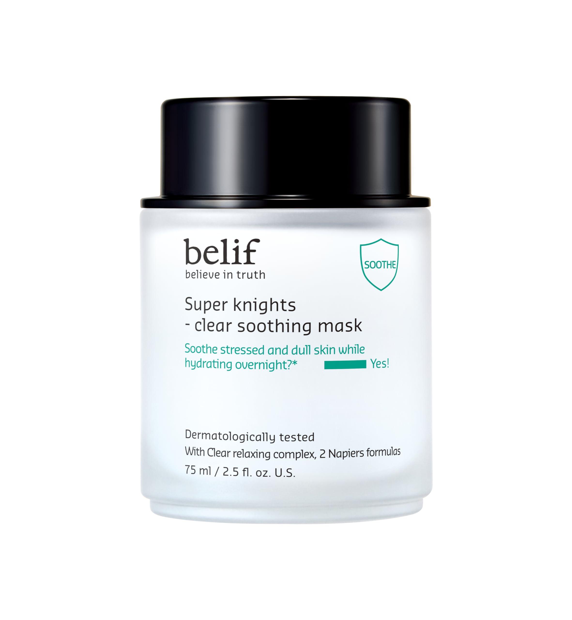 Belif Super Knight Clear Soothing Mask, Overnight Hydrating Face Mask, Lightweight, Cooling & Antioxidant-Rich, Squalane, No Was