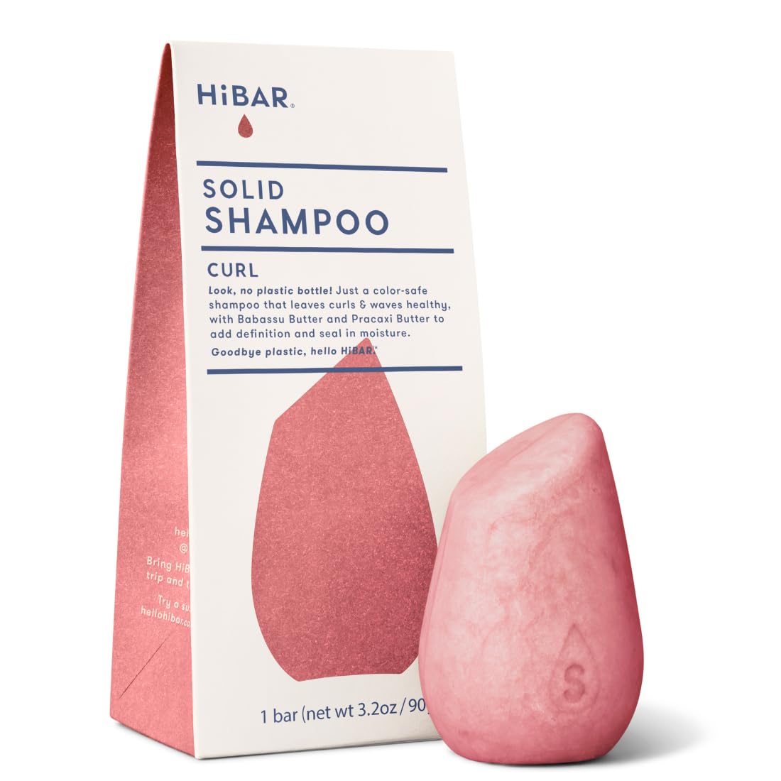 HIBAR - Curl Shampoo Bar - For Curly Hair - Define, Cleanse & Nourish - With Babassu & Pracaxi Butter & Curl Complex - Plastic-F