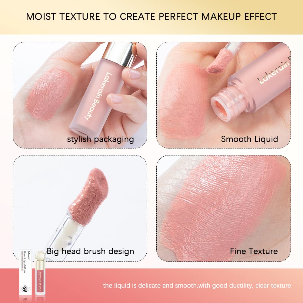Liquid Blush For Cheeks, Soft Velvet Cream Blush Face Blush Makeup, Pink Blush Red Blush Skin Tint, Natural-Looking Makeup Blush