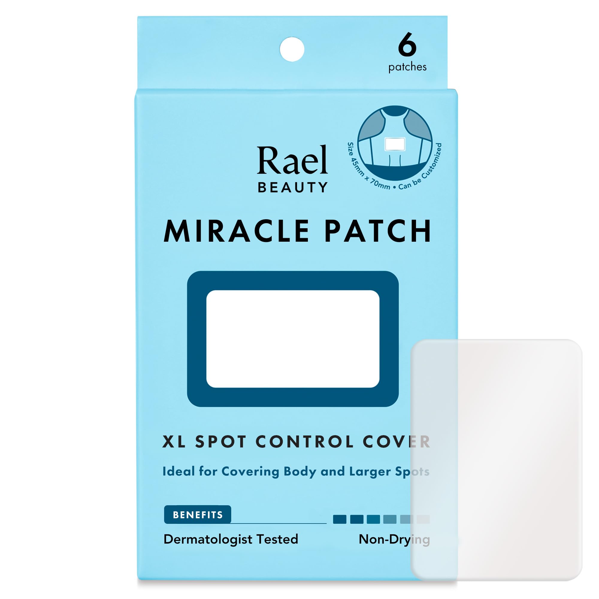 Rael Pimple Patches, Miracle Xl Spot Control Cover - Hydrocolloid Acne Patches For Face, Zit And Blemish Spot, Back And Body, Fo