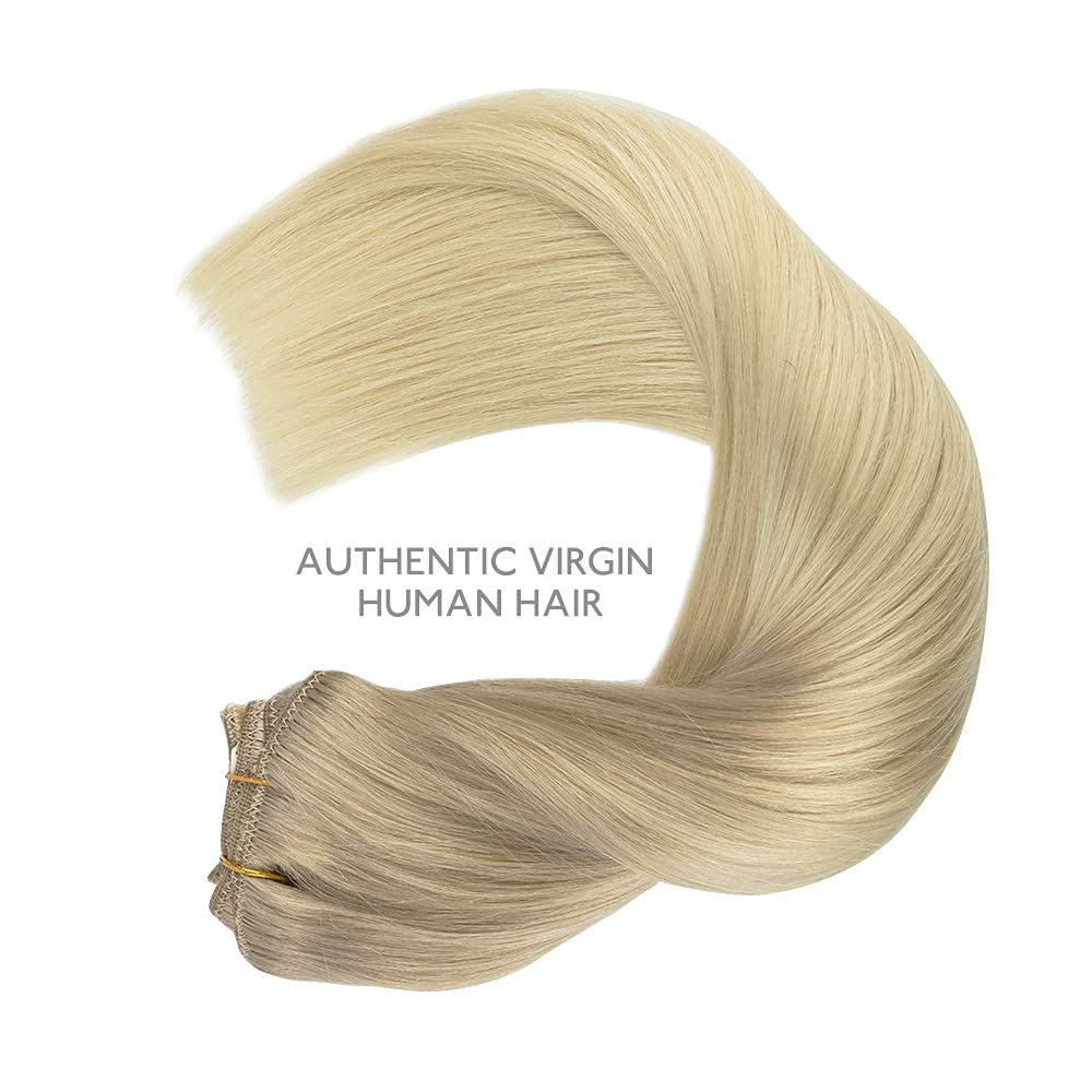 Wennalife Clip In Hair Extensions, 24 Inch 120G 7Pcs Clip In Hair Extensions Real Human Hair, Ash Blonde To Golden Blonde And Pl