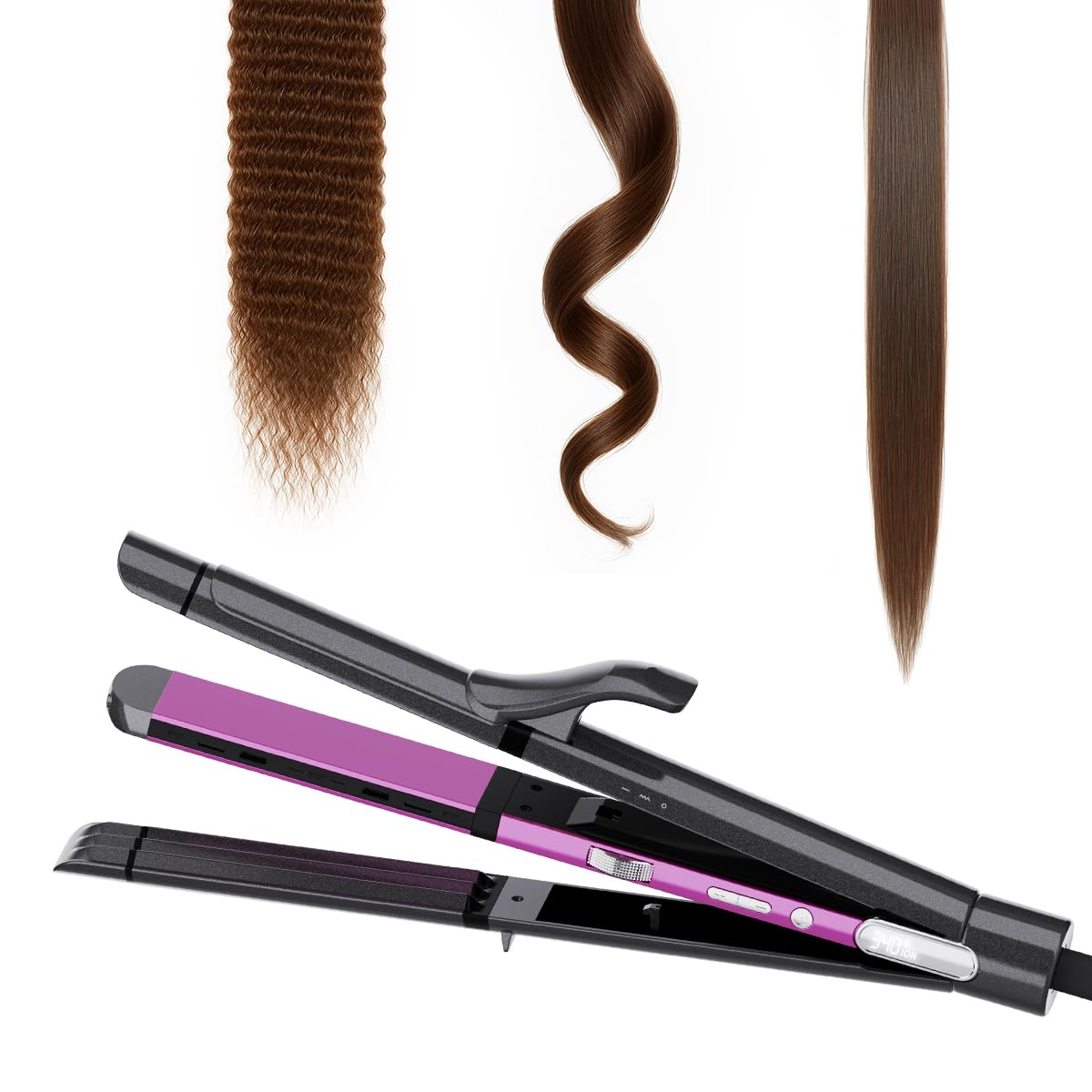 3in1 Hair Straightener, Curler & Crimper, Ceramic Plates, Dual Voltage