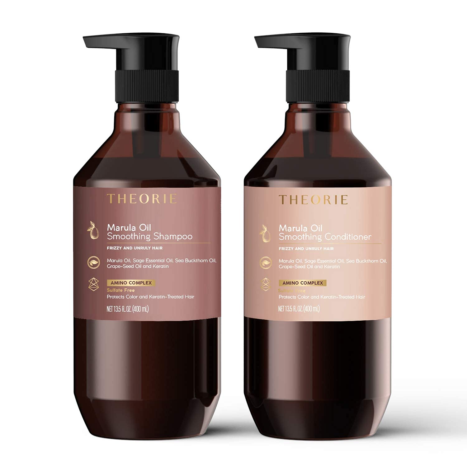 Theorie Marula Oil Smoothing Shampoo - Controls Frizz & Smooths Hair with Marula Oil, Sea Buckthorn Oil & Grape Seed Oil, Sulfat