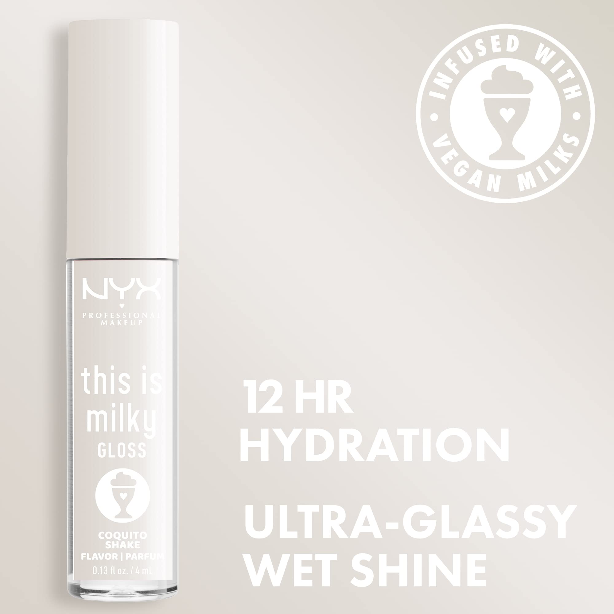 Nyx Professional Makeup This Is Milky Gloss, Lip Gloss With 12 Hour Hydration, Vegan - Coquito Shake (Milky Clear)