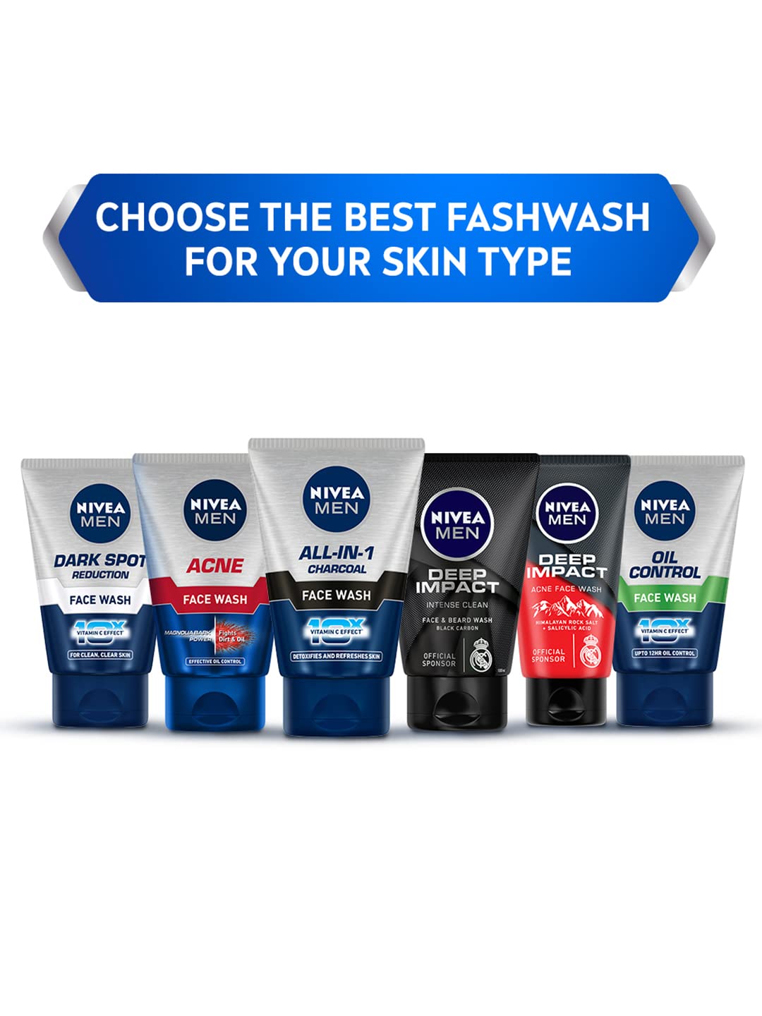 Nivea Men Deep Impact Intense Clean Face And Beard Wash - Black Carbon, 100 Ml (3.3 Oz)