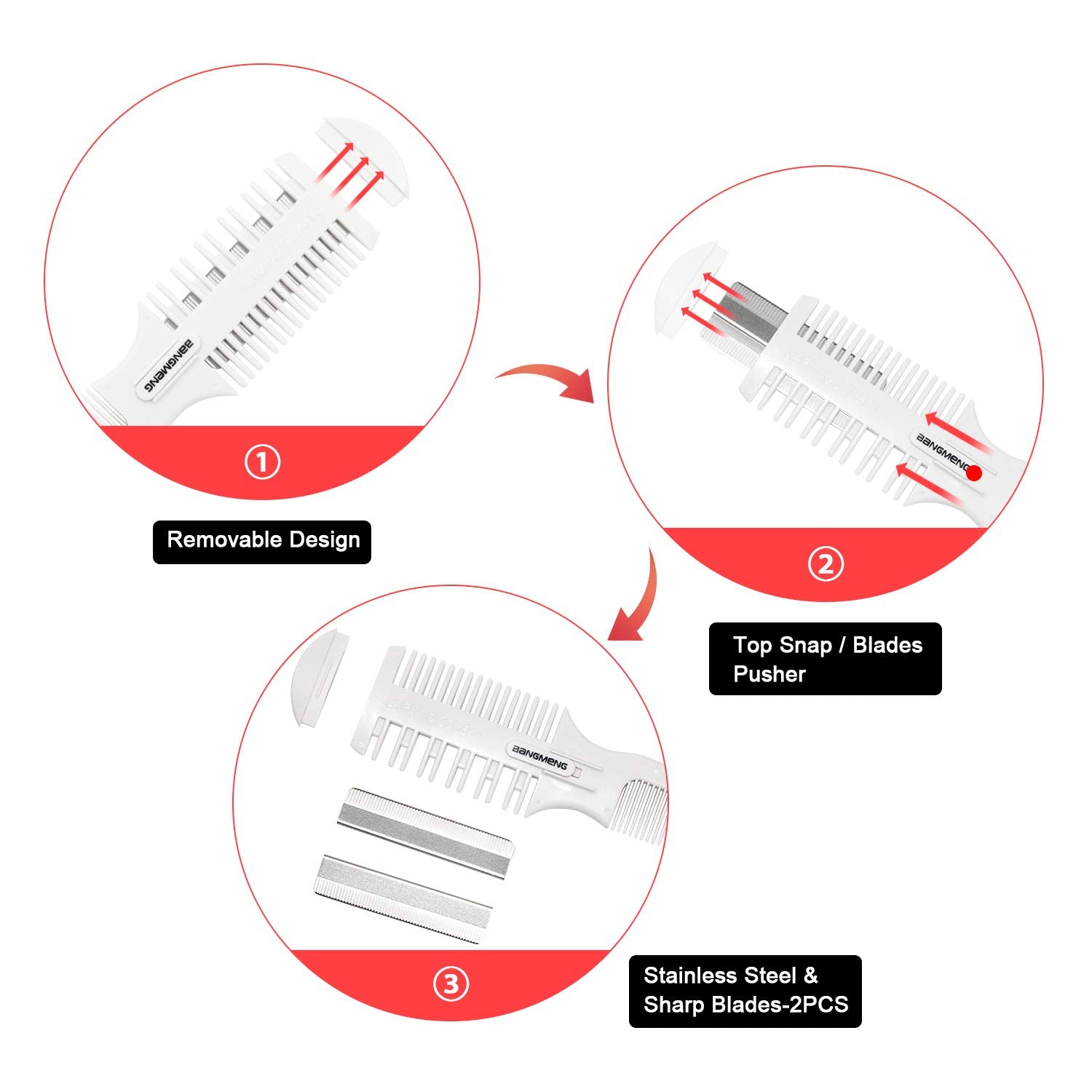 BANGMENG Hair Cutter Comb,Shaper Double Edge Razor,Split Ends Hair Trimmer Styler, For Thin & Thick Hair Cutting and Styling, Ex